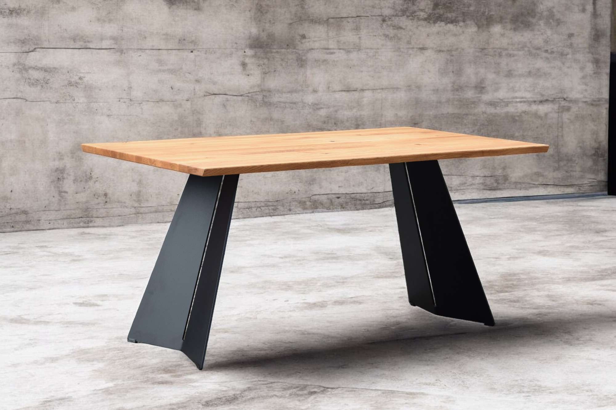 Home affaire Eettafel Winteregg keukentafel, metalen wangframe, massief gewild eikenhout, geolied