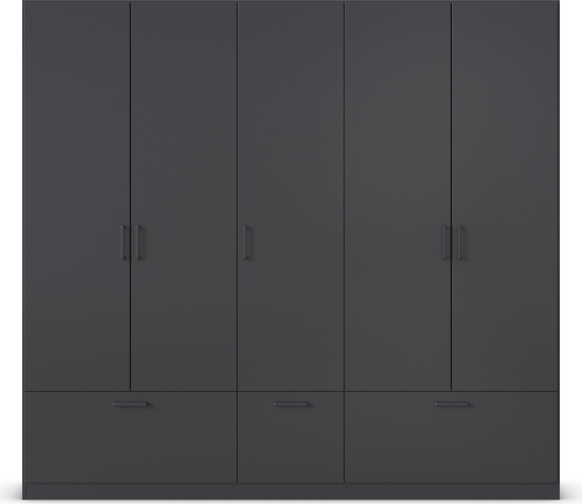 rauch Draaideurkast Kledingkast kast garderobe waskast BARI met lades en moderne greep in grijs metallic made in germany