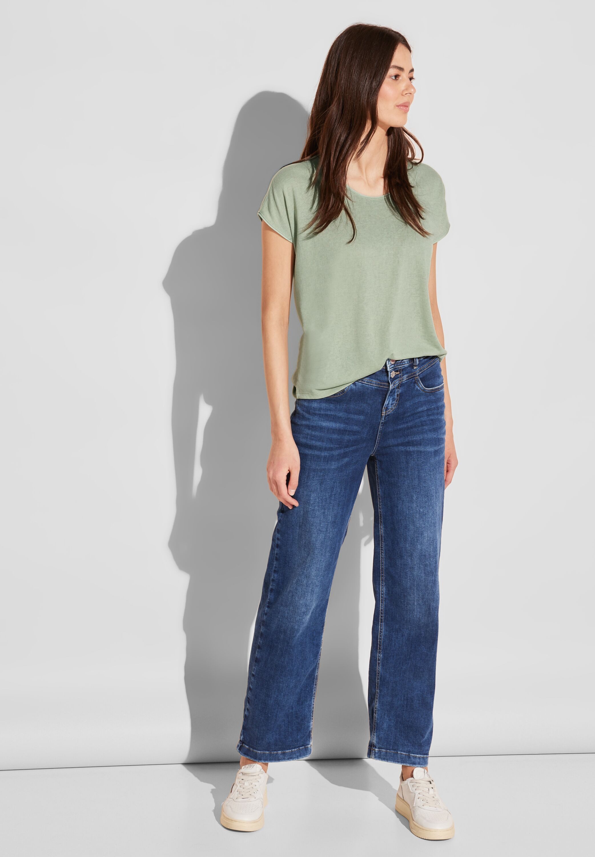 STREET ONE Shirttop met linnen melange-look