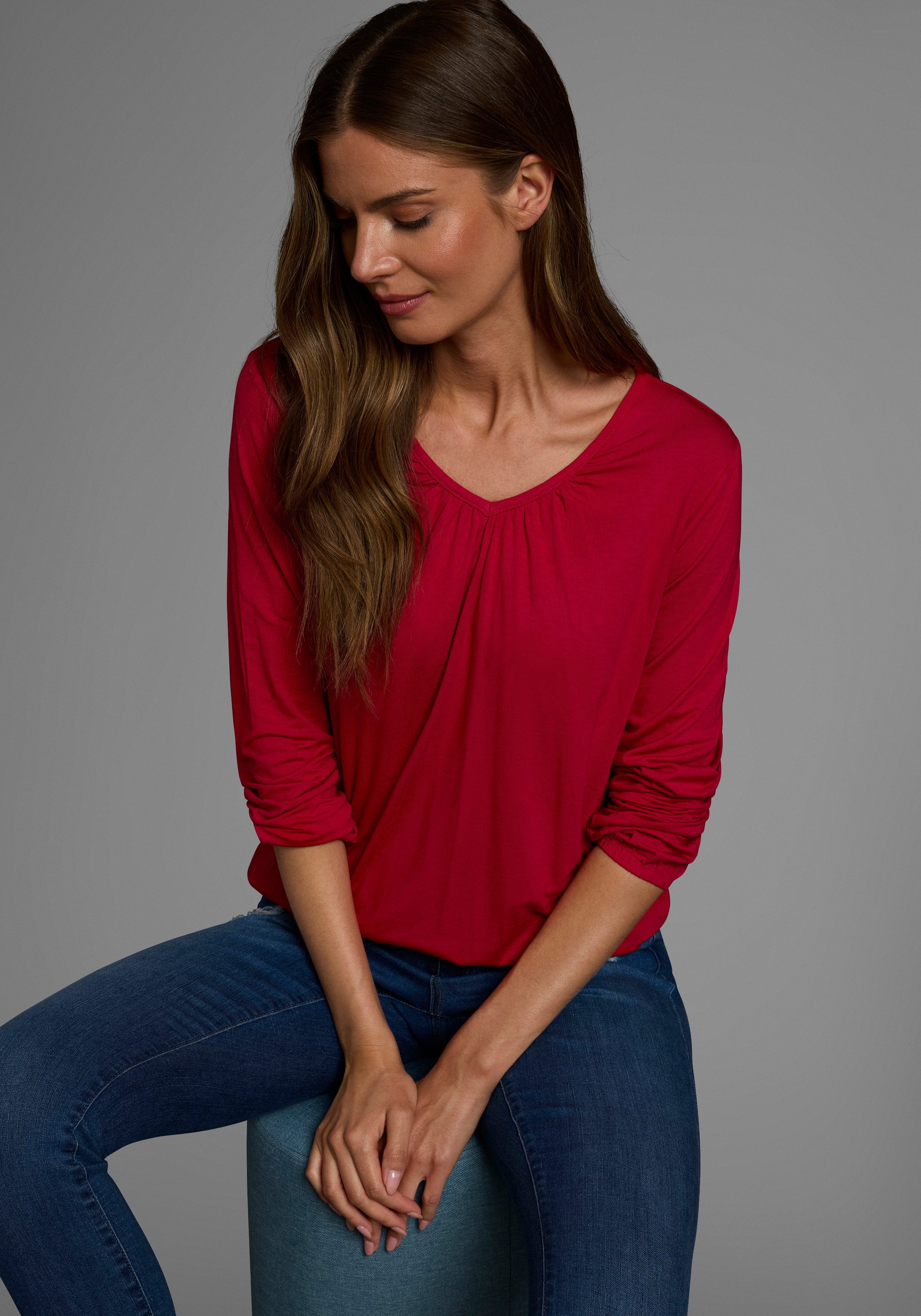 Flashlights Shirt met lange mouwen figuurvolgende snit, van viscosemix (2-delig, Set van 2)