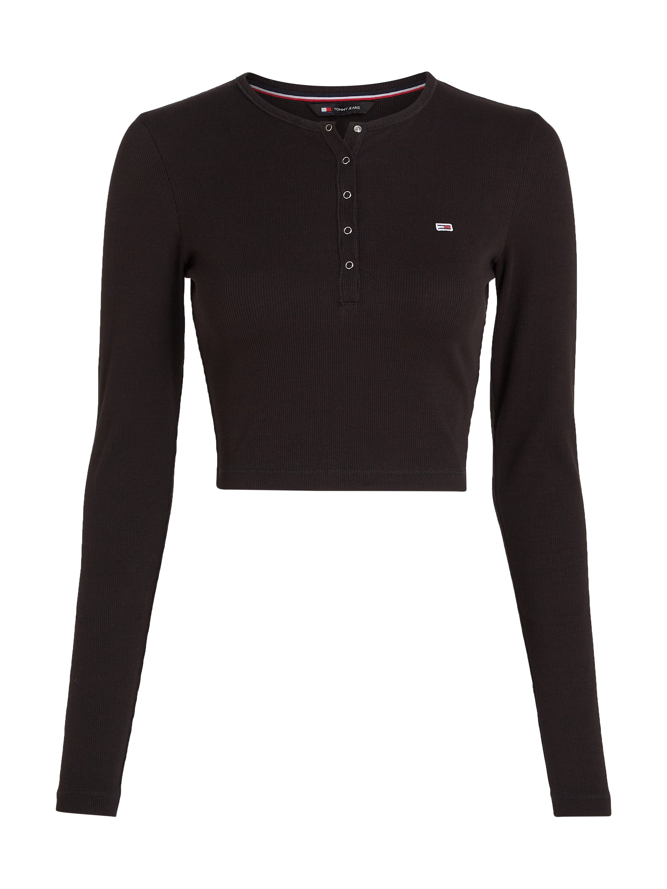 TOMMY JEANS Shirt met lange mouwen TJW CRP HENLEY TOP LS in modieuze cropped vorm
