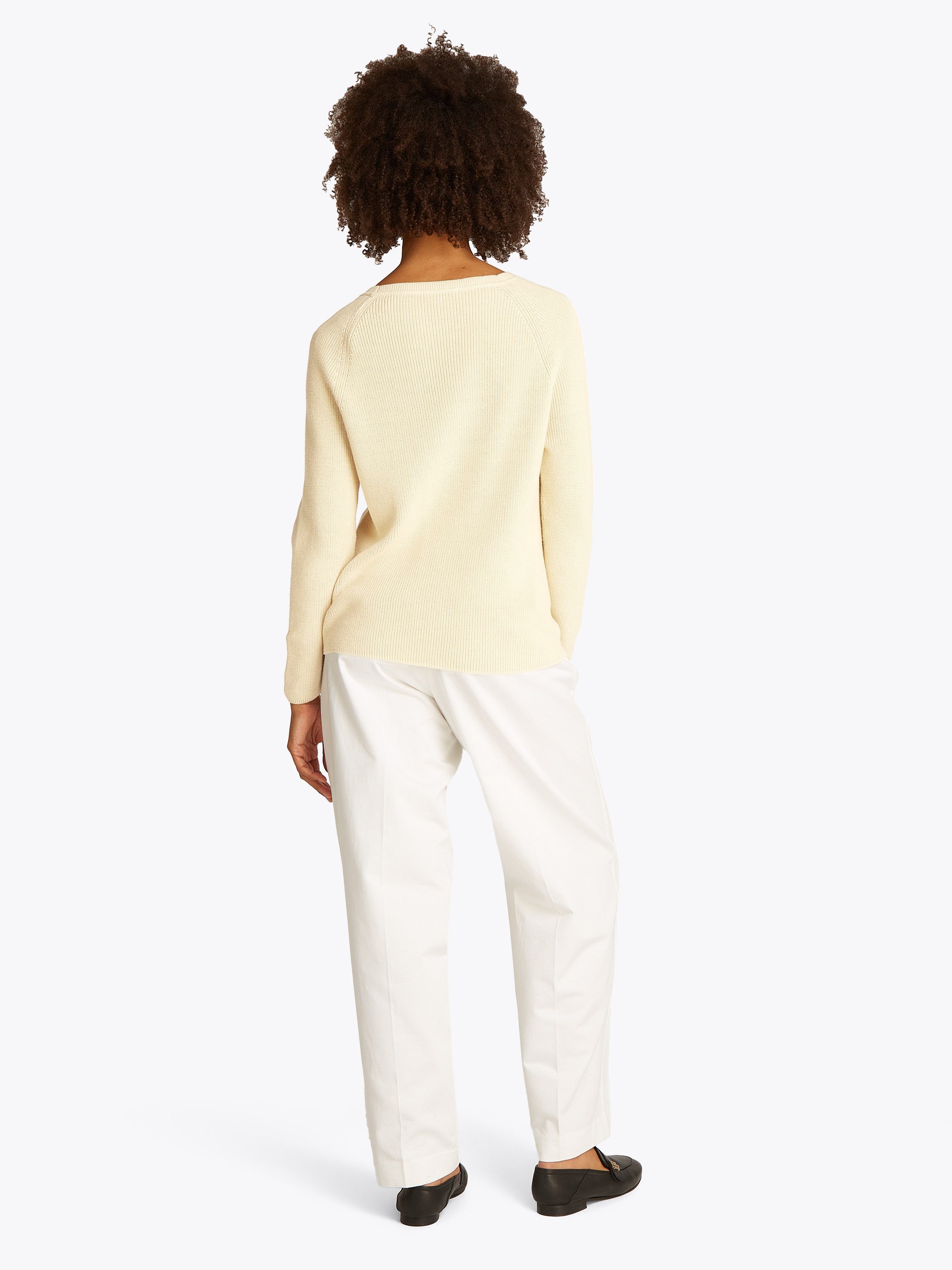 Tommy Hilfiger Gebreide trui CO CARDI FINE GG LS BOAT-NK SWT met raglanmouwen, logo-borduursel