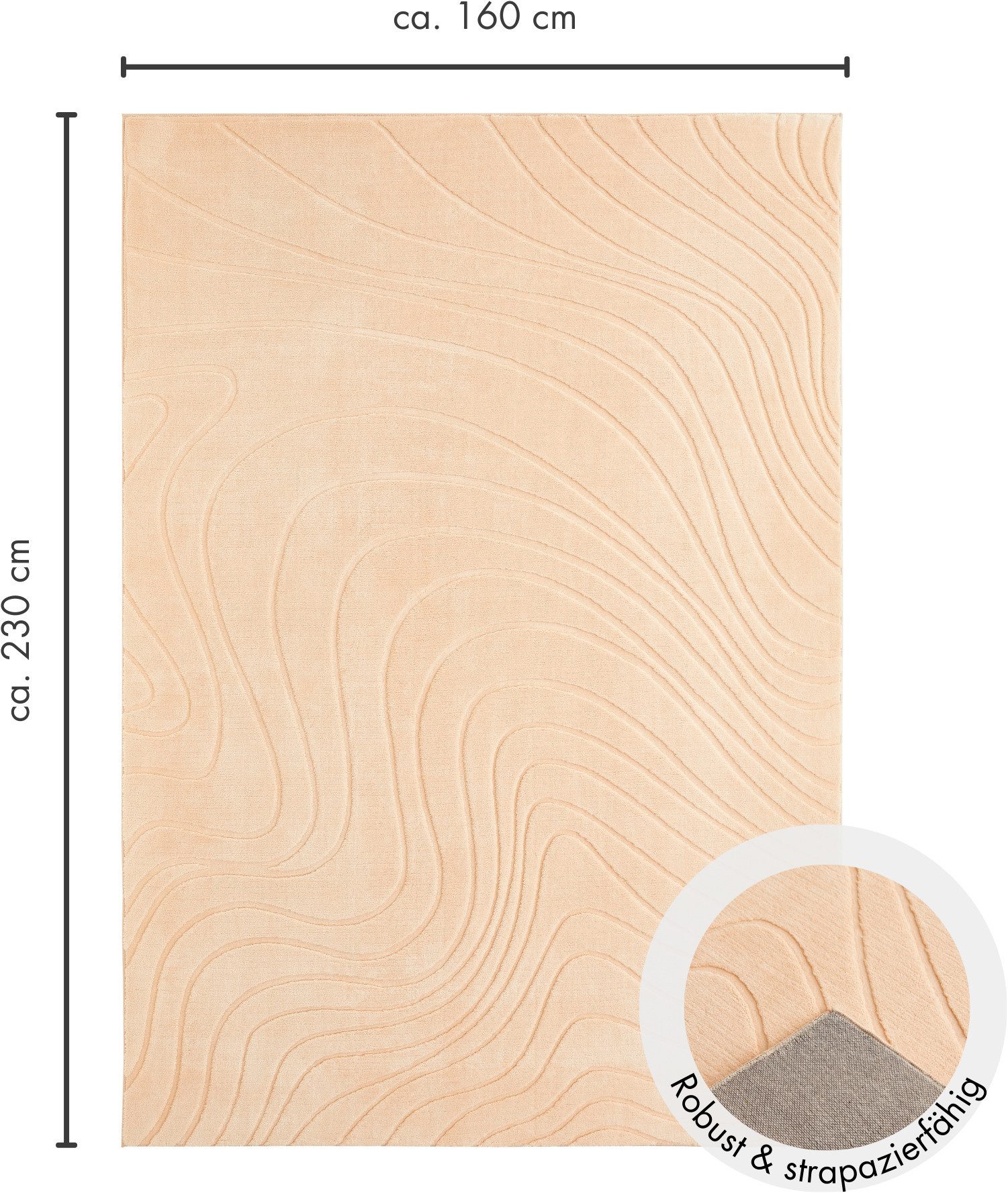 Andiamo Vloerkleed DALE Uni kleuren, hoog-laag structuur, carving-effect, woonkamer