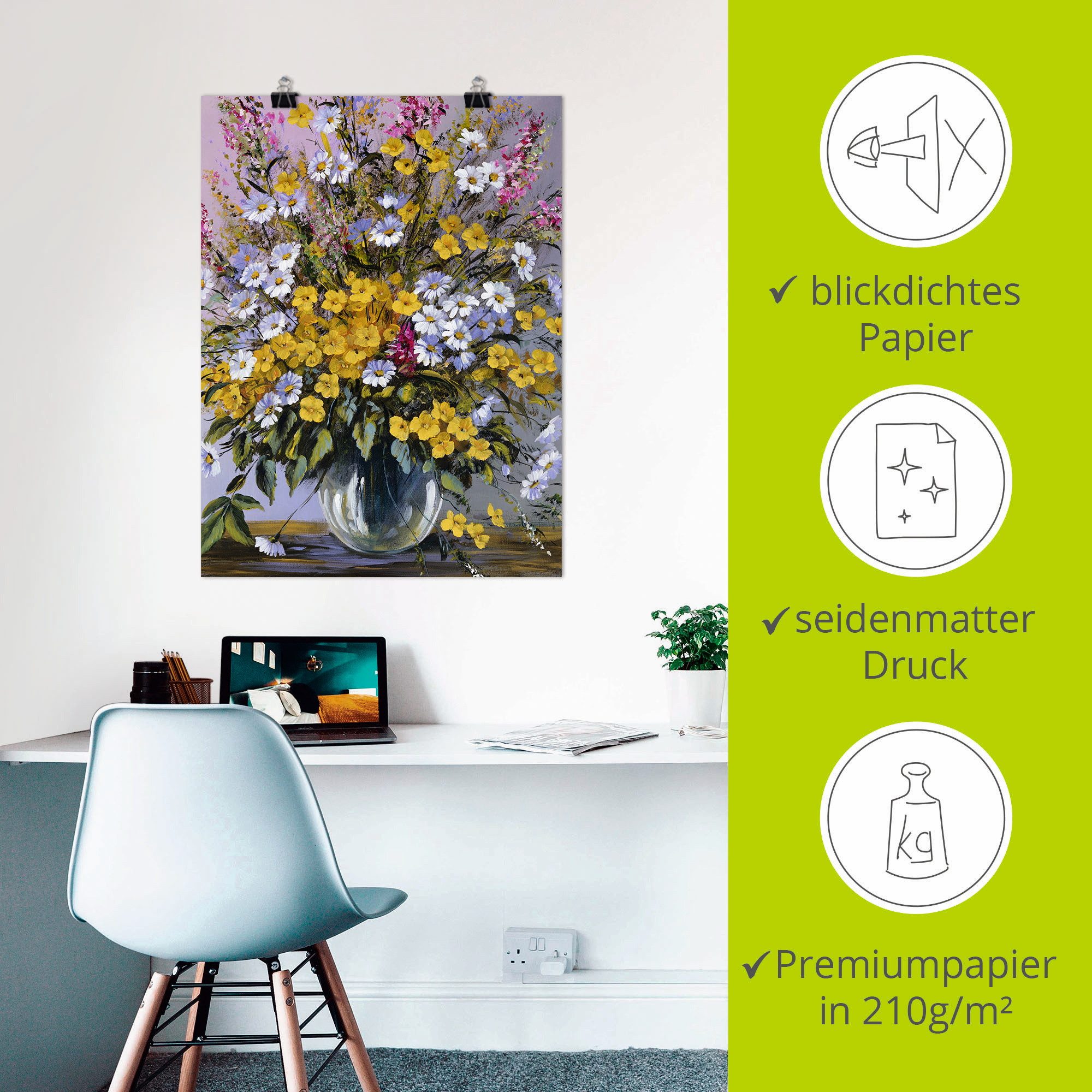 Artland Artprint Gemengd boeket als artprint op linnen, poster in verschillende formaten maten
