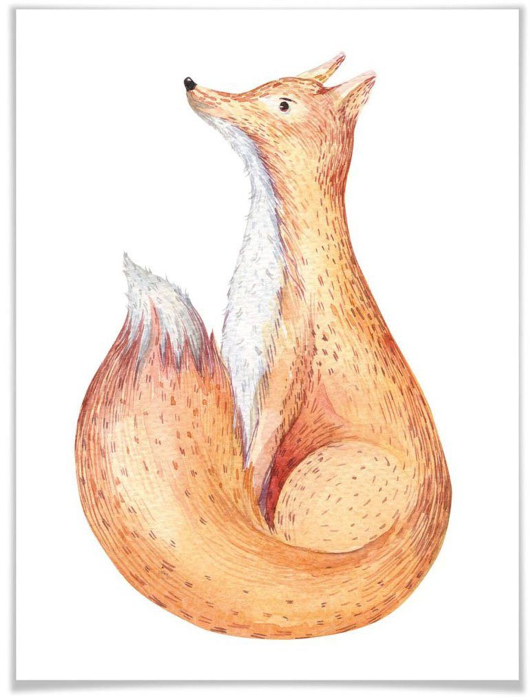 Wall-Art Poster Dieren in het bos vos Poster, artprint, wandposter (1 stuk)