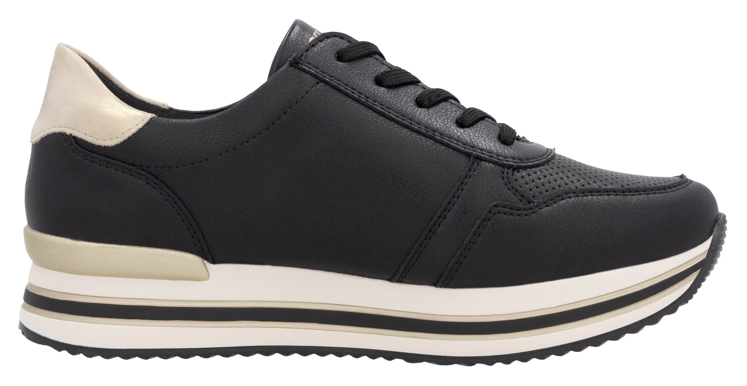 Remonte Plateausneakers , vrijetijdsschoen, lage schoen, veterschoen met zijrits