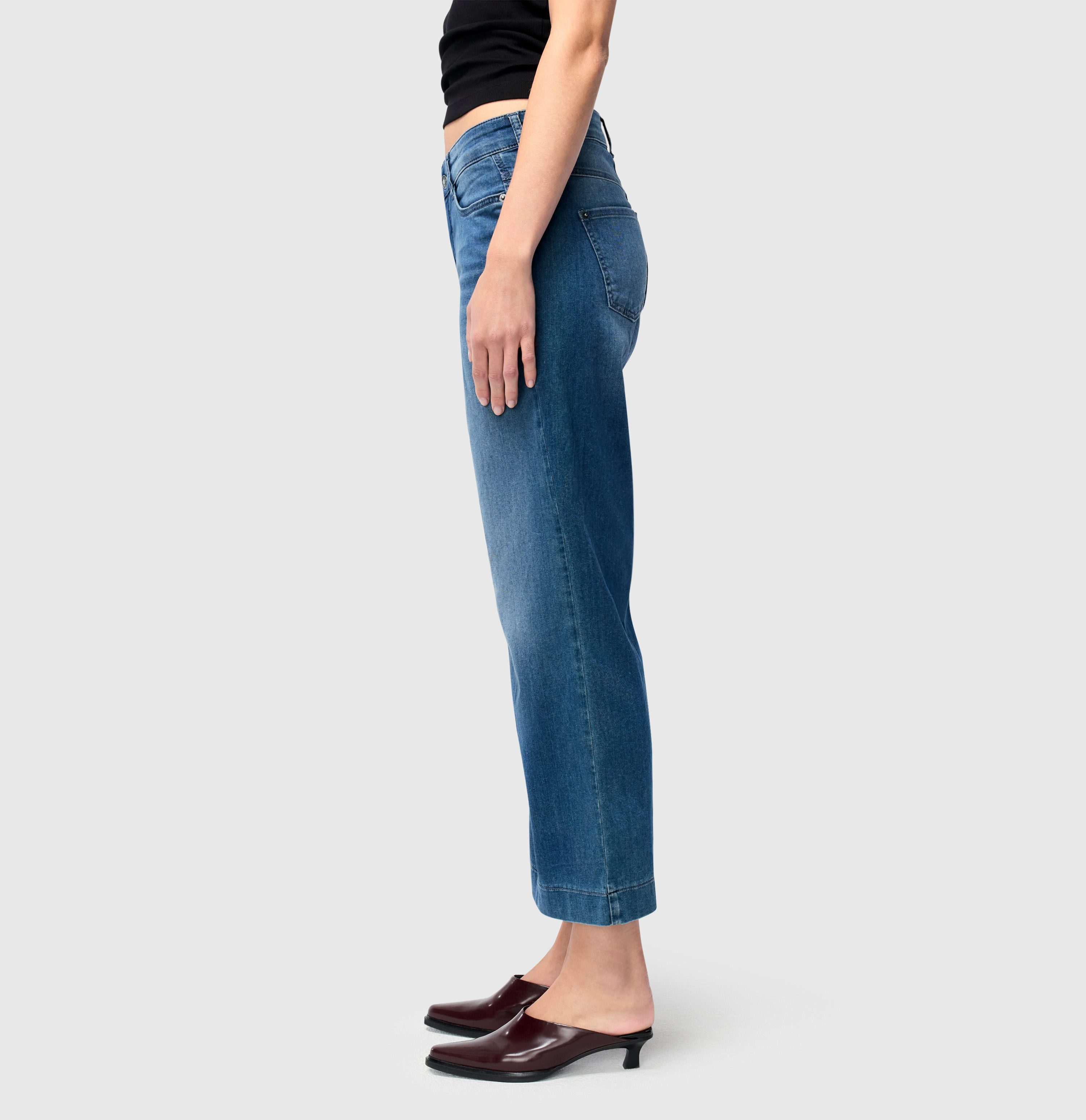 MAC Wijde jeans DREAM WIDE met franje bij de zoom