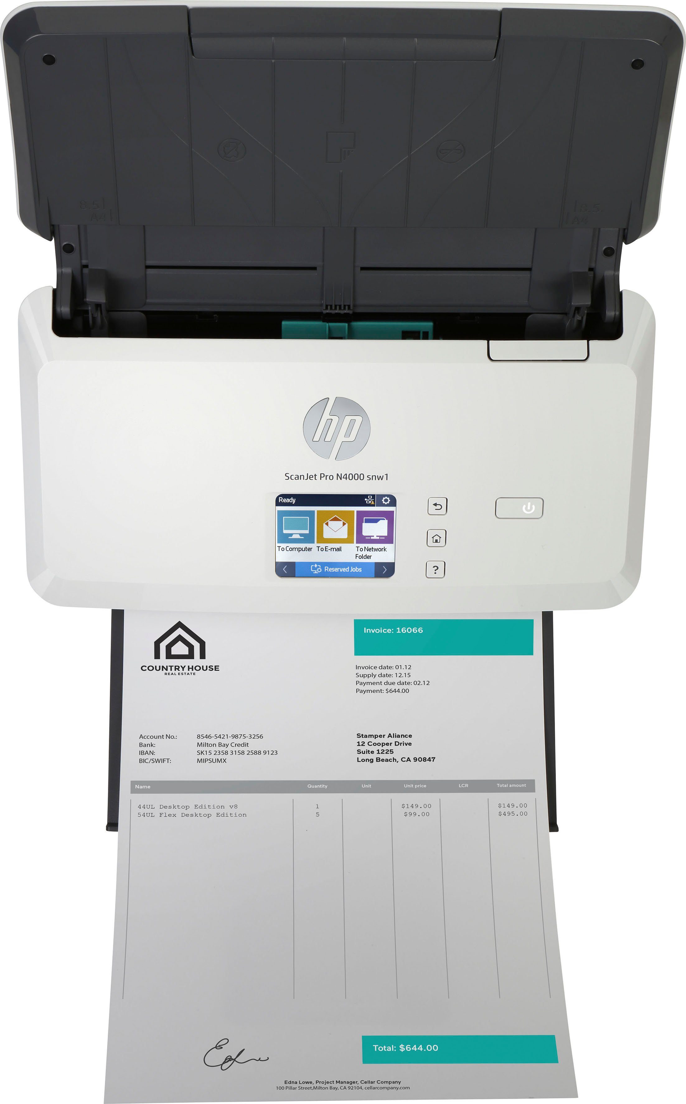 HP Scanner met documentinvoer ScanJet Pro N4000 snw1 HP+ Instant inc compatibel