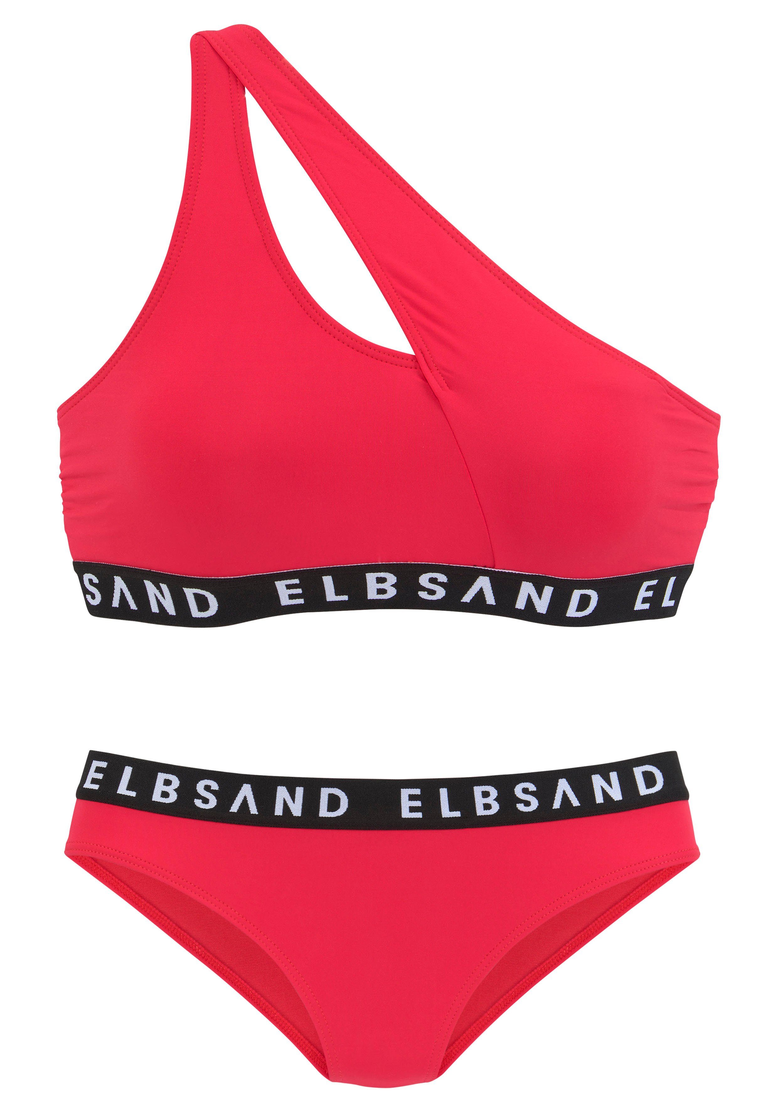 Elbsand Bustierbikini met merkopschriften in contrastkleur