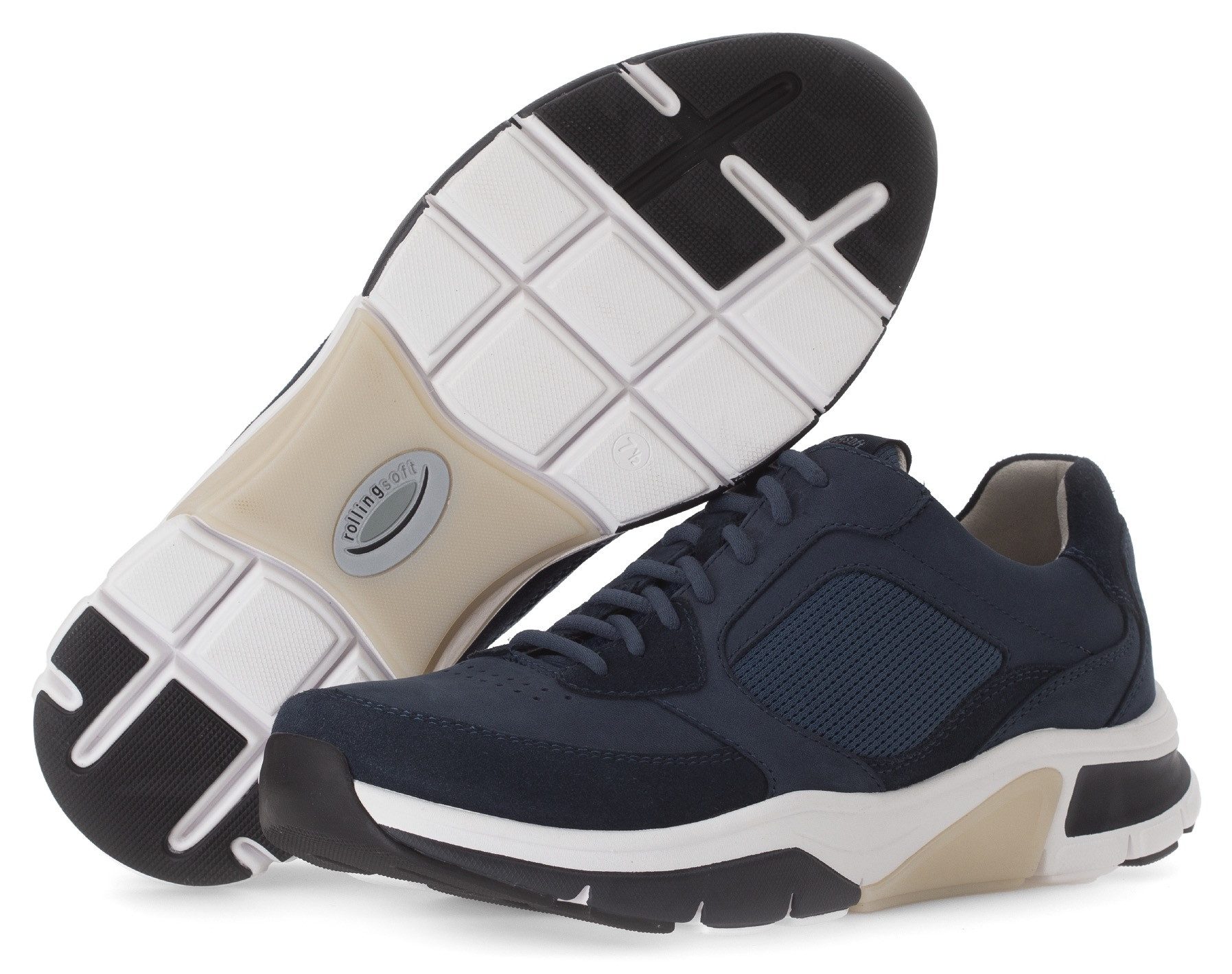 Gabor Rollingsoft Sneakers met sleehak , vrijetijdsschoen, lage schoen, veterschoen met logo op de hiel, g-breedte