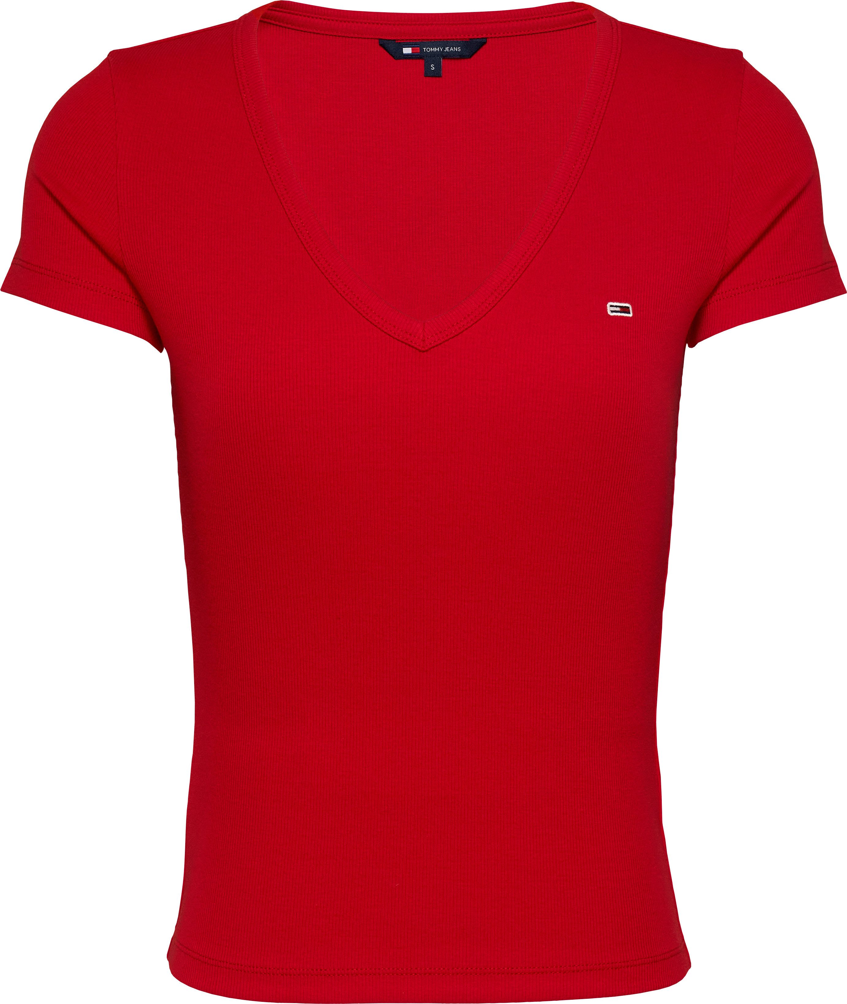 TOMMY JEANS T-shirt Slim Essential Rib V-Neck Rippshirt