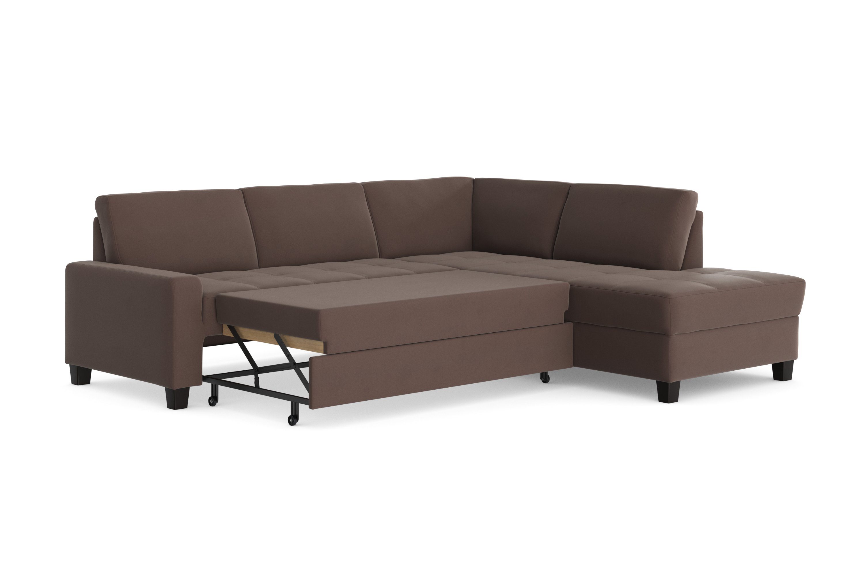 DOMO collection Hoekbank Florentina tijdloos en elegant, zitnaden als designelement, L-vorm keuze met slaapfunctie, met contrastnaad, comfortabele zithoogte 47 cm