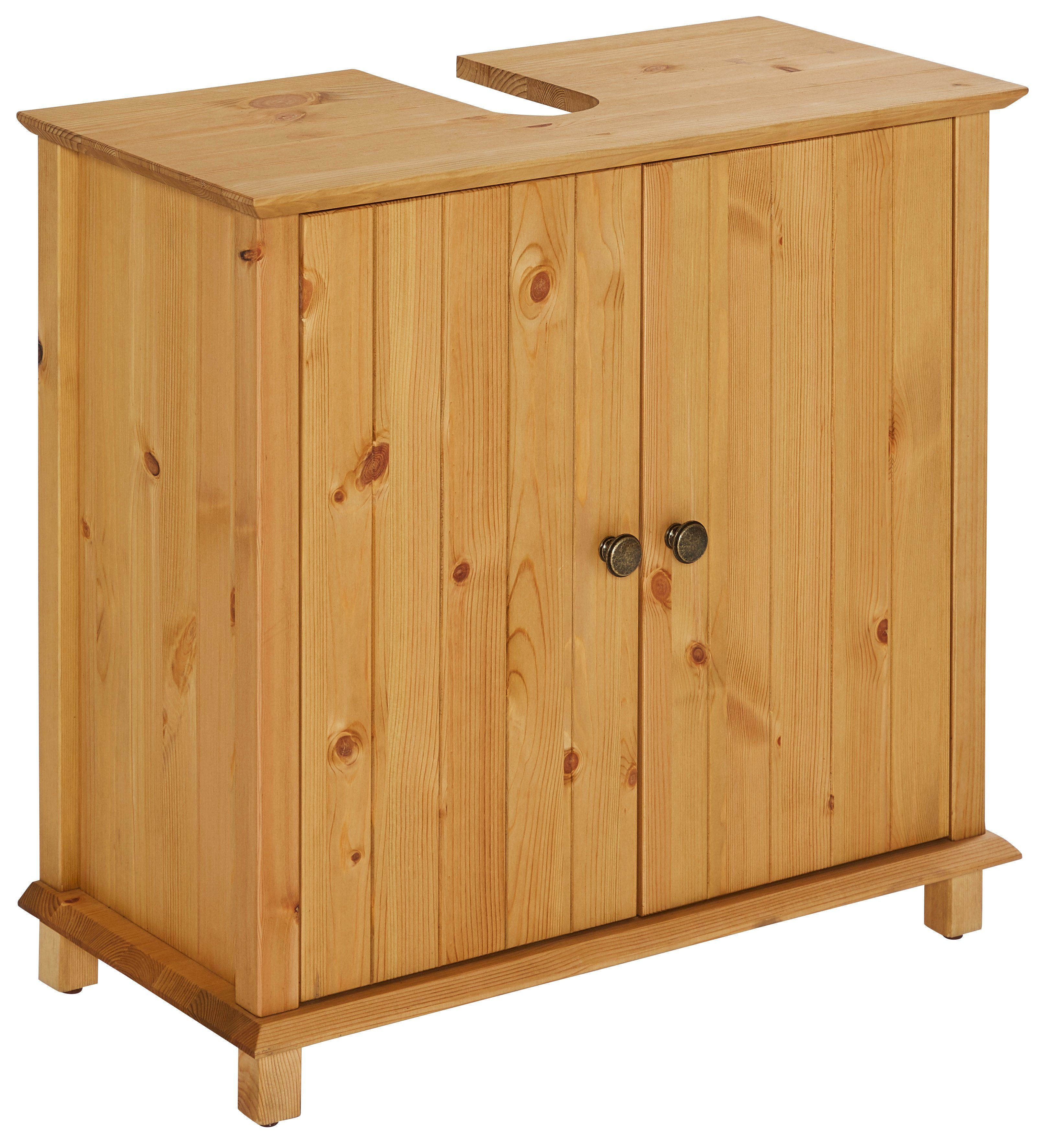 Home affaire Wastafelonderkast Vili Breedte 60 cm, badkamerkast van massief hout, metalen grepen