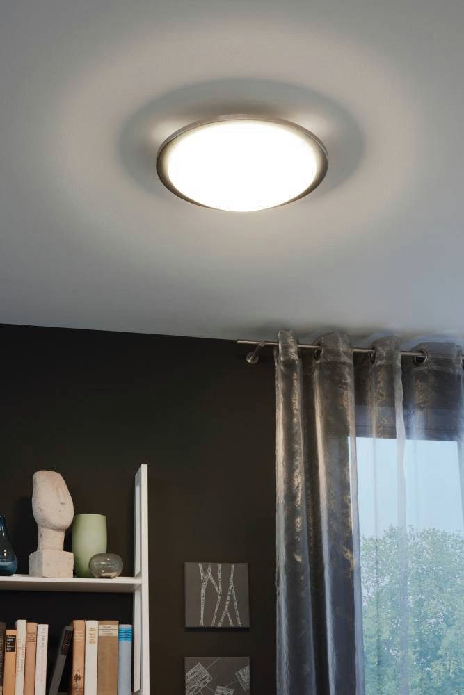 EGLO Plafondlamp PLANET plafondlamp, zilver, wit gesatineerd glas, keukenlamp, E27 (1 stuk)