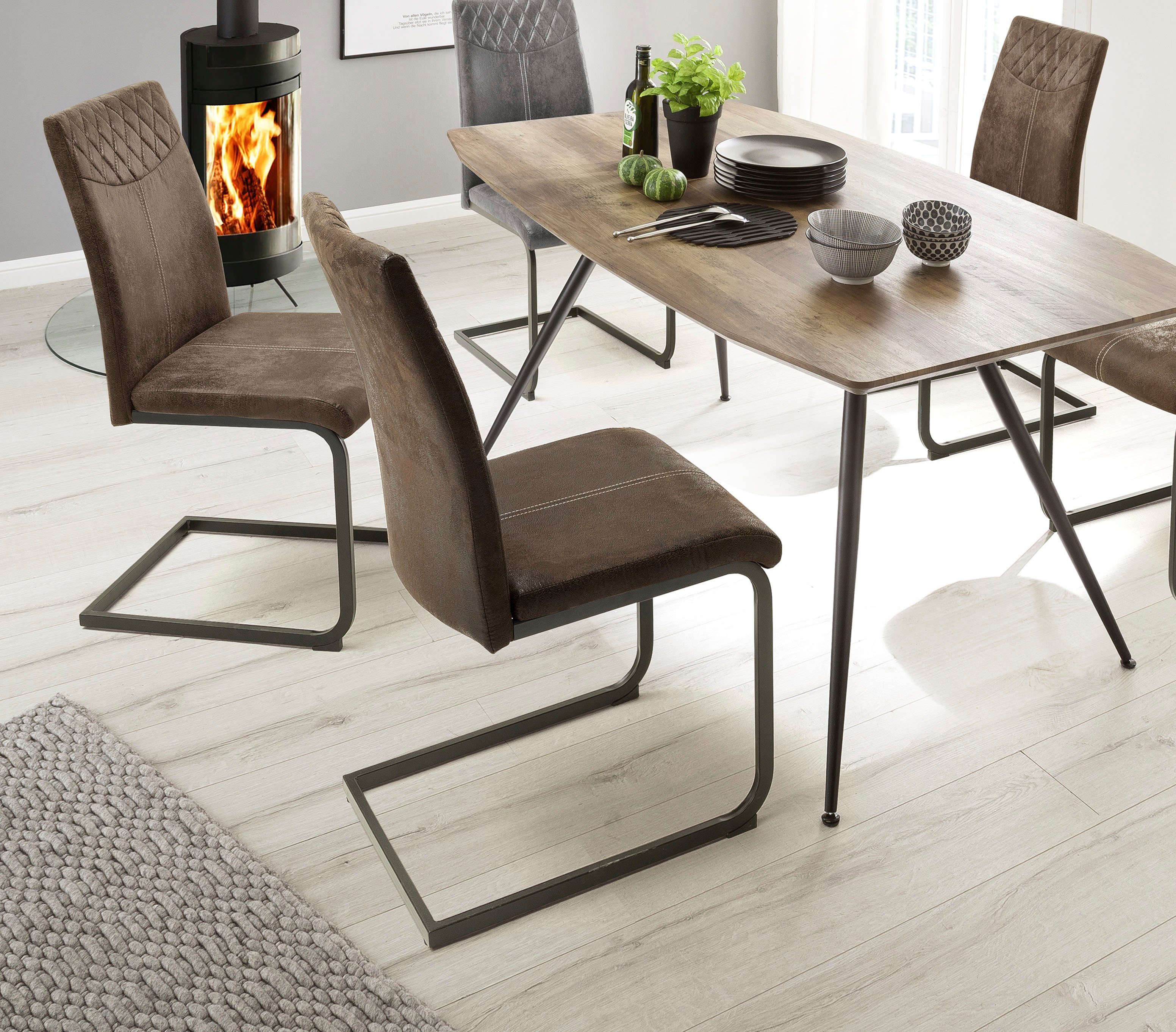 MCA furniture Eetkamerstoel Aosta Bekleding vintage-look, stoel belastbaar tot 120 kg (set, 4 stuks)