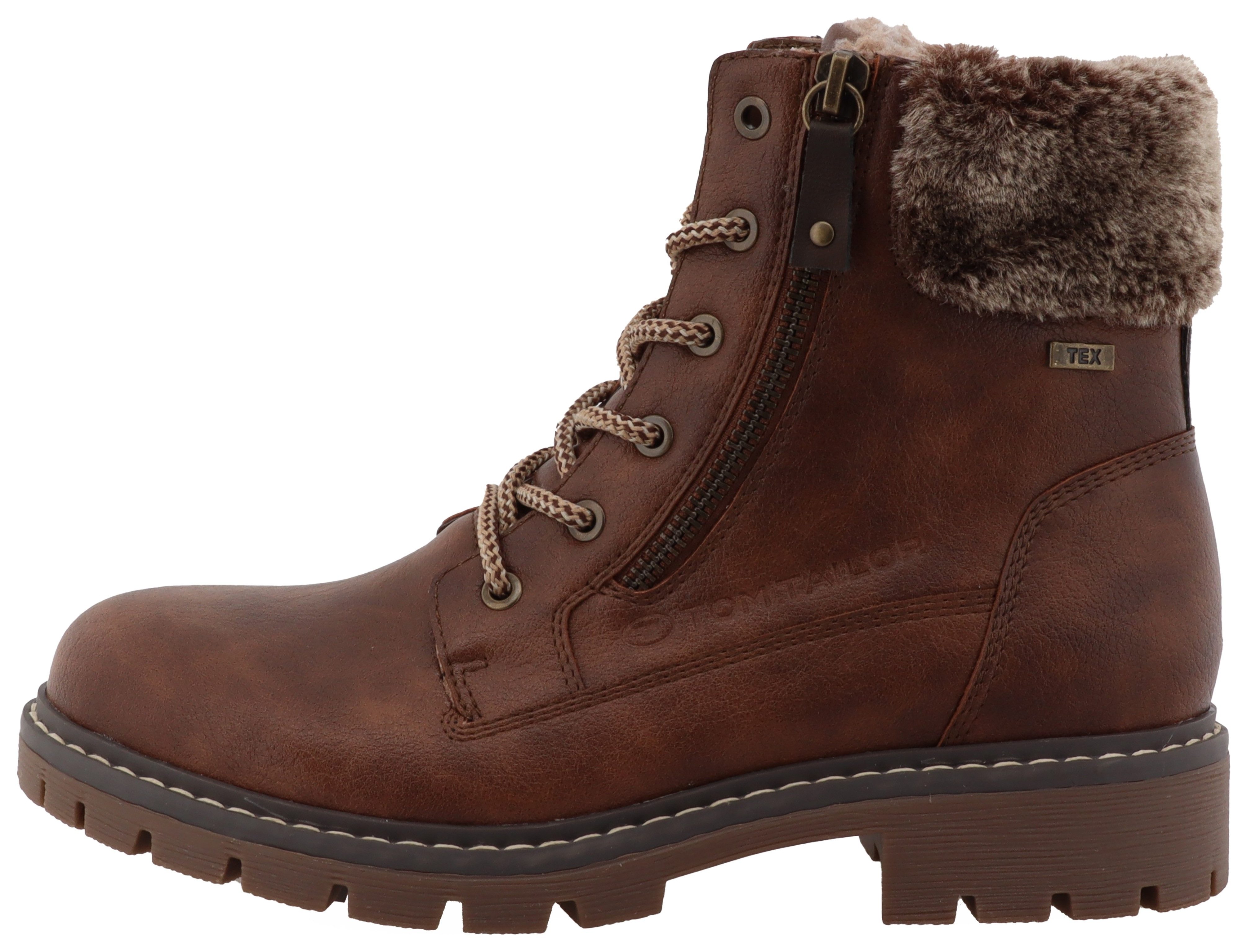 Tom Tailor Winterlaarzen hakken, winter-enkellaars, veterschoenen in comfortabele vorm
