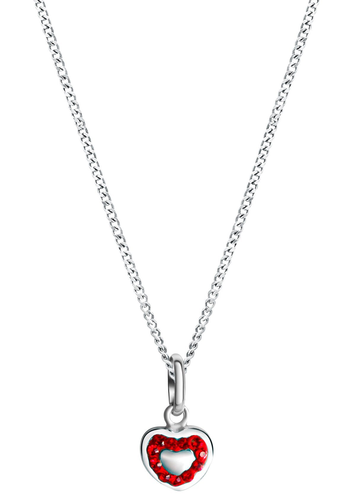Firetti Ketting met hanger Sieraad cadeau zilver 925 halssieraad halsketting panzerketting hart dames kettingen rood