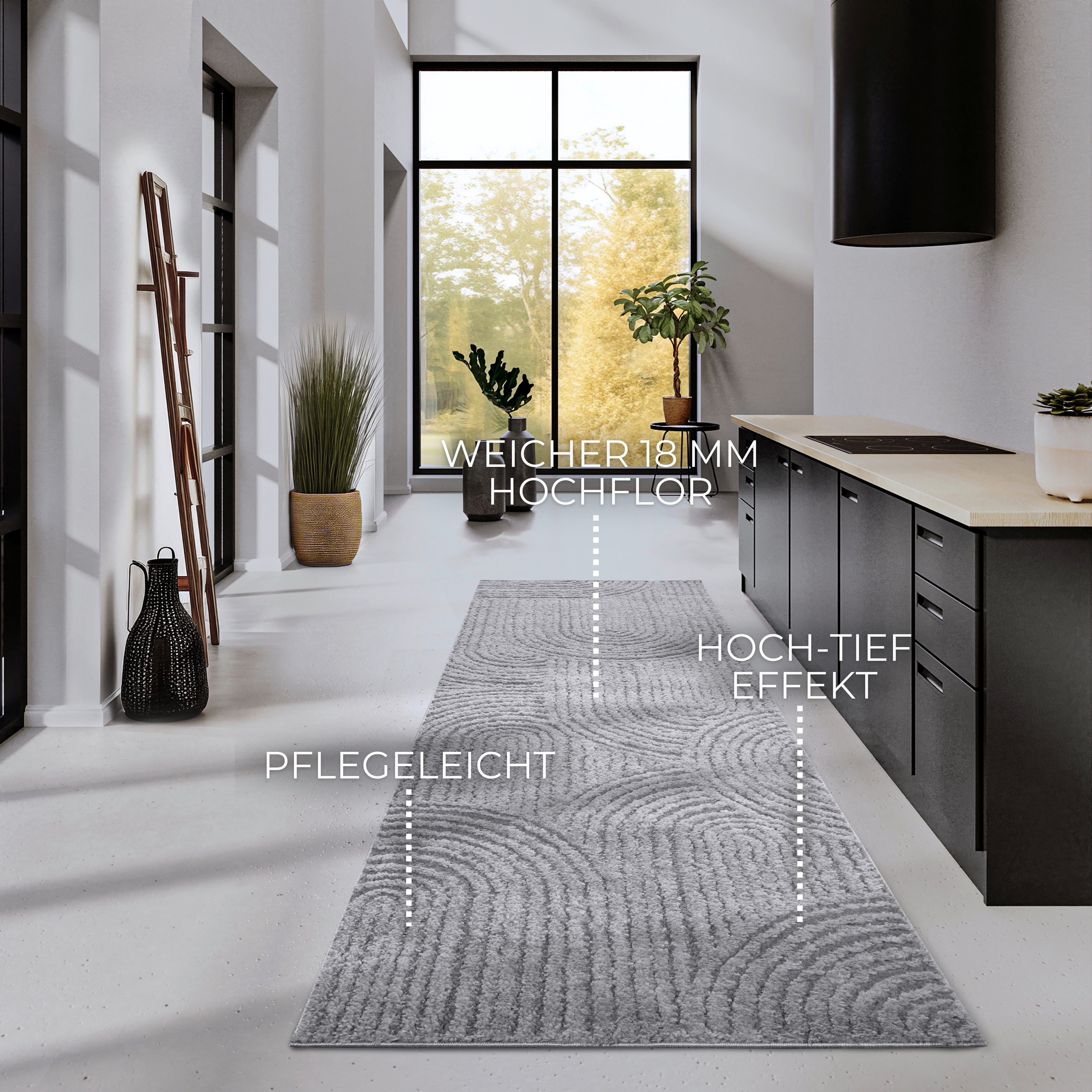 ELLE DECORATION Design-vloerkleed Chappe Shaggy, loper, pluizig, zacht, hoogpolig, modern, hoog-laag effect
