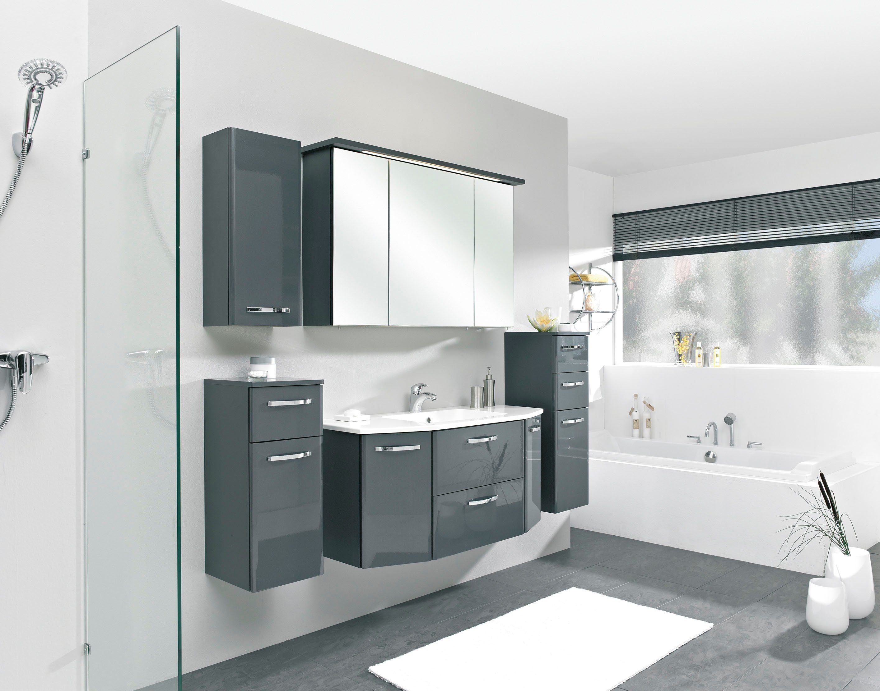 Saphir Onderkast Quickset 327 badkamermeubel, 1 deur, 2 laden, 30 cm breed Badkamer-onderkast inclusief deurdemper, grepen in glanzend chroom