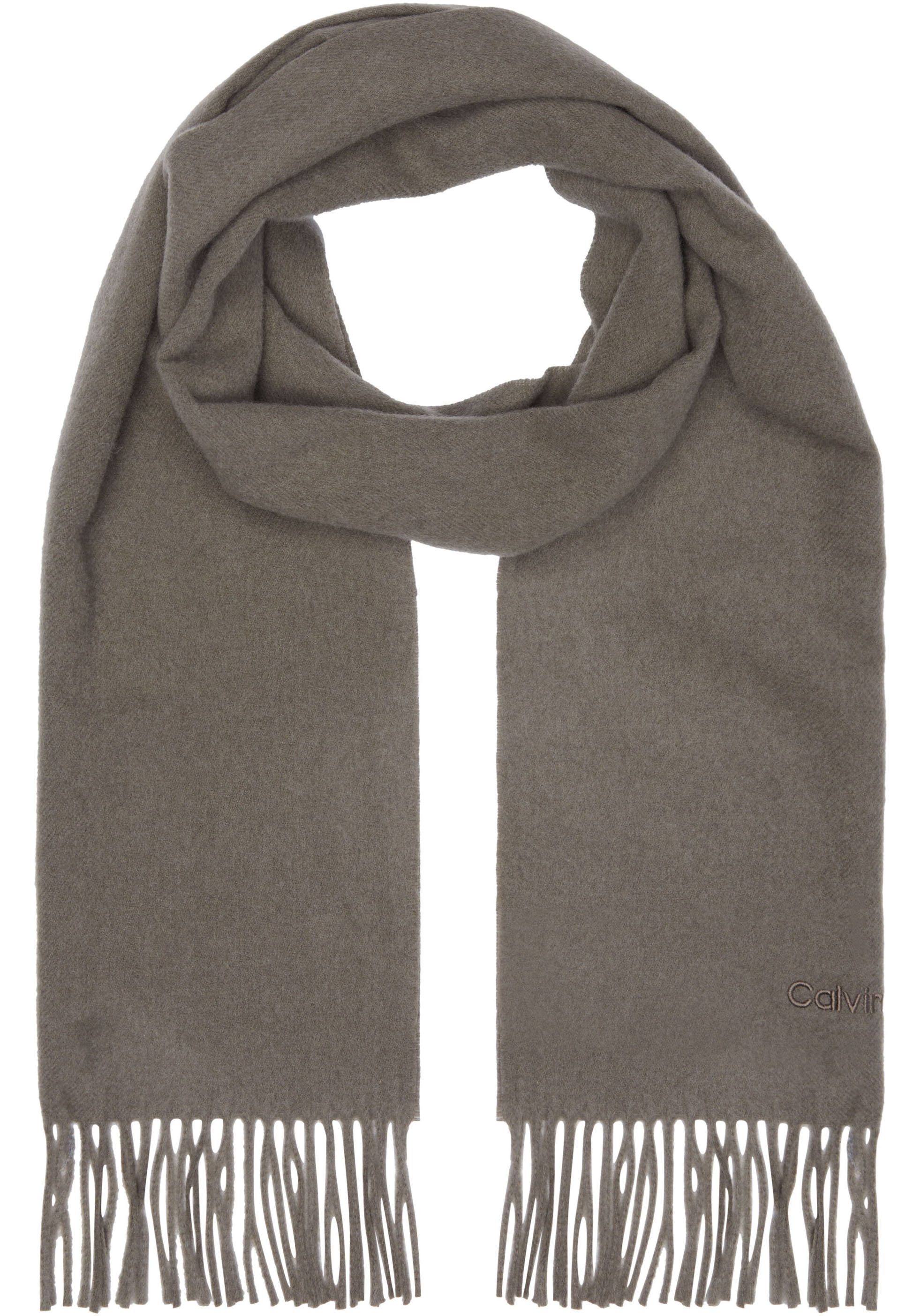 Calvin Klein Sjaal CLASSIC WOOL SCARF met geborduurd logo