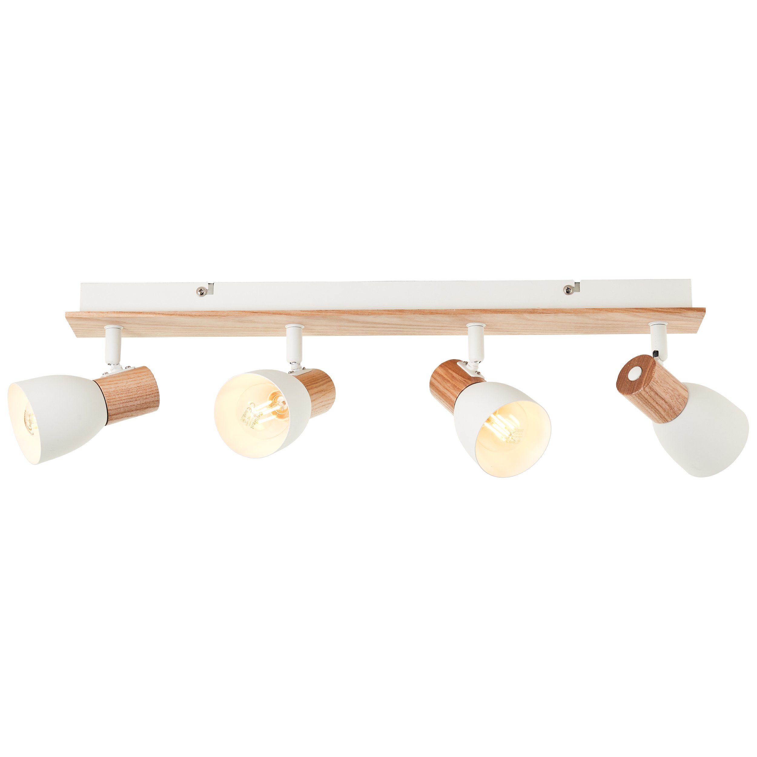Brilliant Leuchten Plafondspot Daintree Breedte 58 cm, E14, metaal/hout, wit/natuurlijk