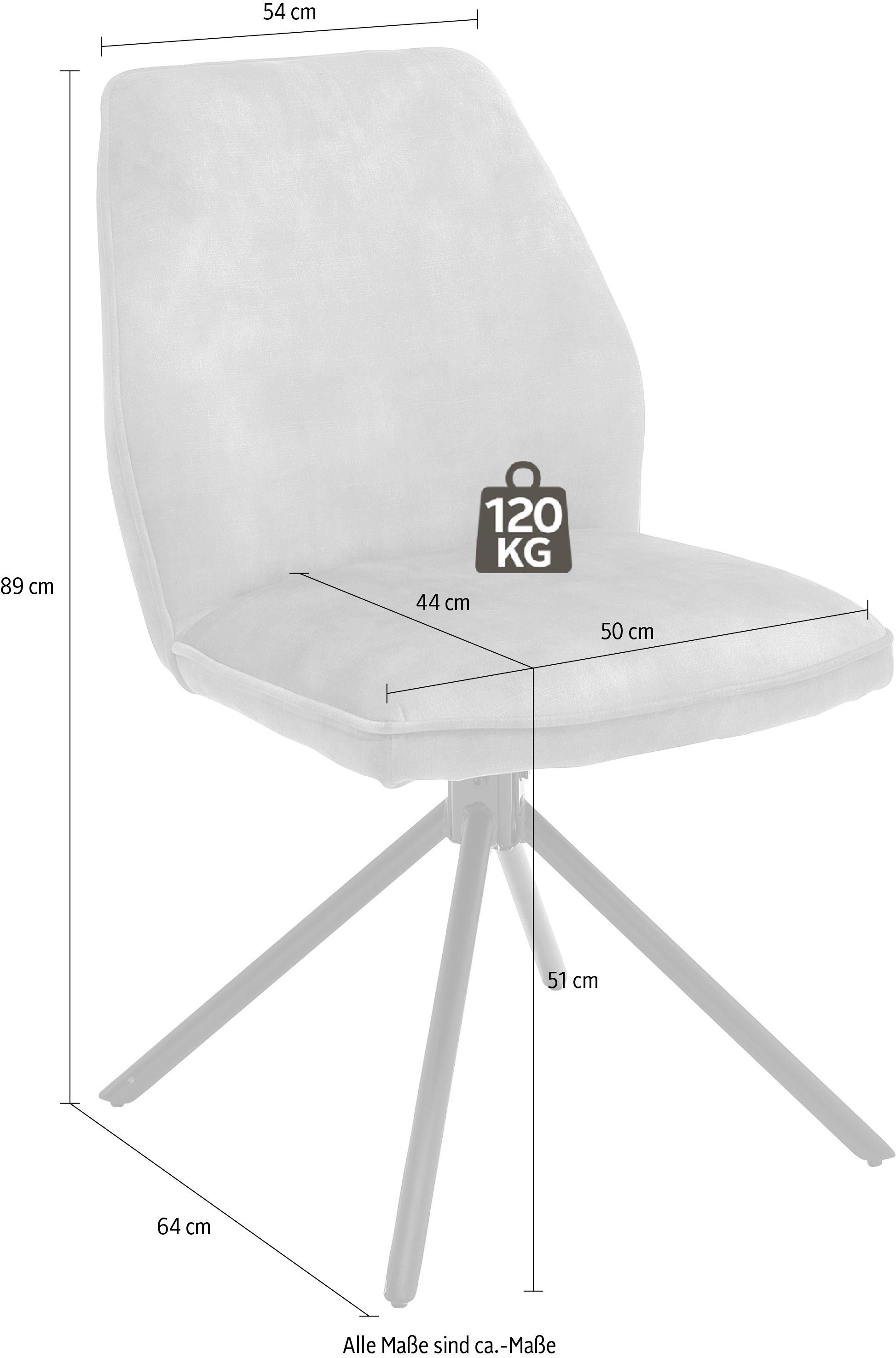 MCA furniture Eetkamerstoel OTTAWA Vintage suède-look met opstaande naad, stoel belastbaar tot 120 kg (set, 2 stuks)