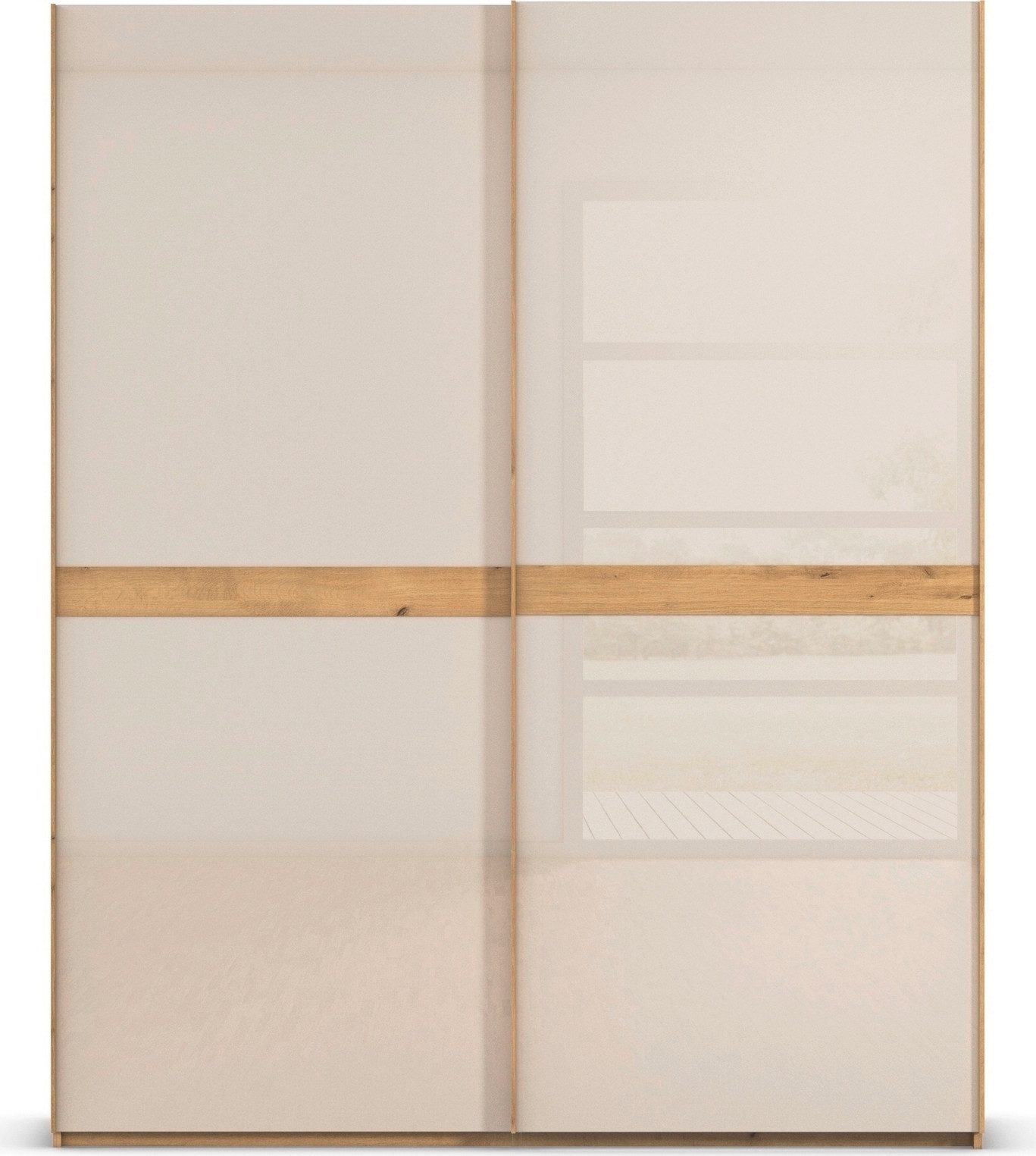 rauch Schuifdeurkast Kledingkast kast garderobe slaapkamerkast SCALE-LINE edel uiterlijk met buikband in corpuskleur met glasfront made in germany