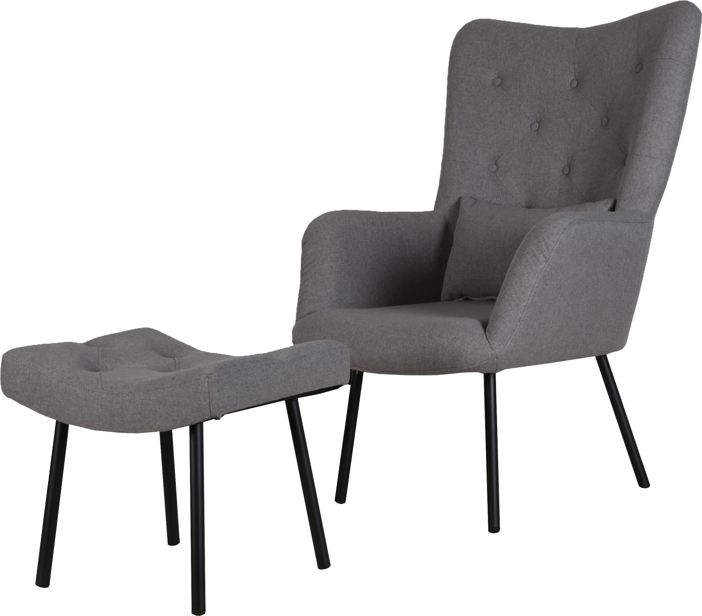 Home affaire Oorfauteuil ALVIER, relaxstoel, fauteuil met poef, hoge rugstoel