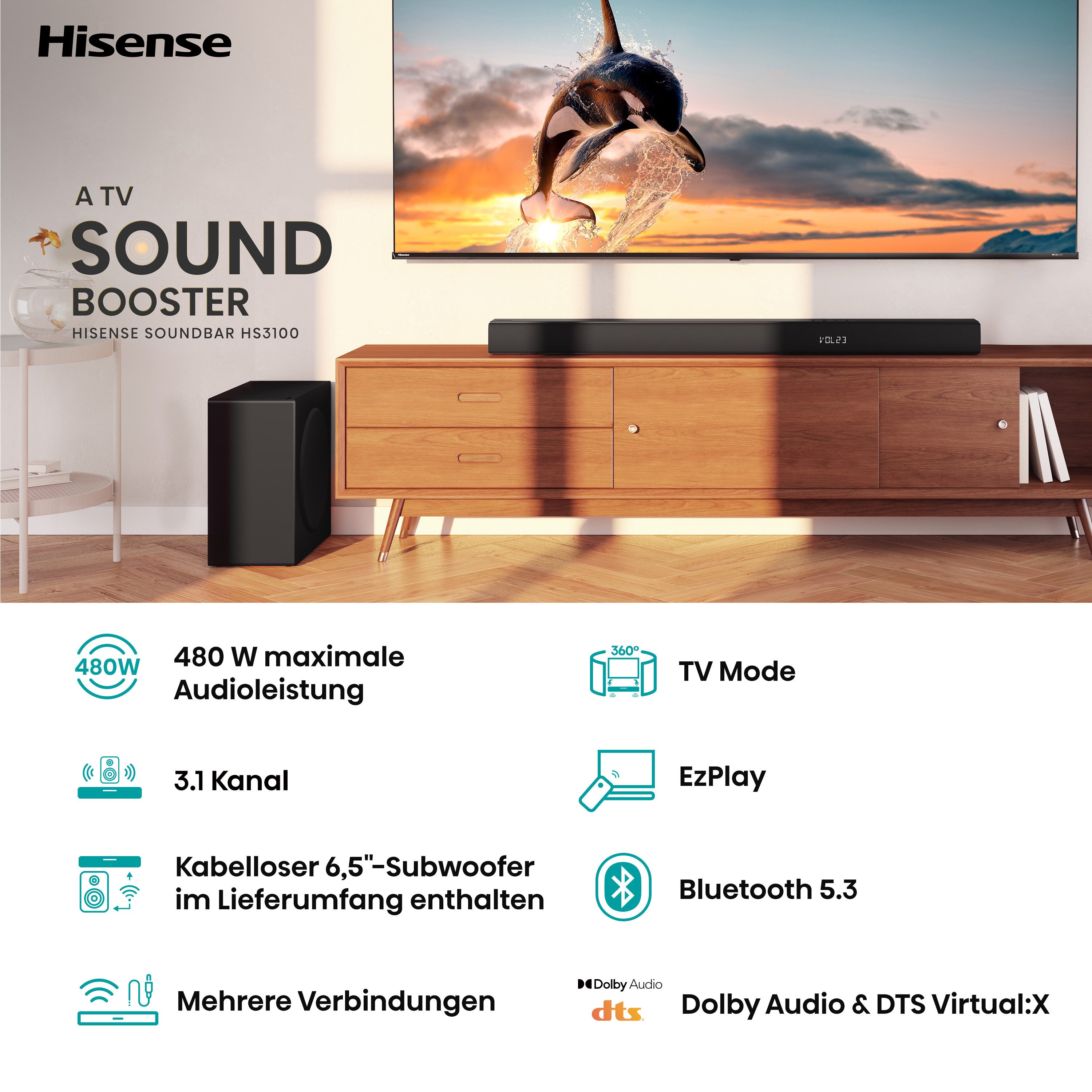 Hisense 3-in-1 geluidssysteem HS3100 (1 stuk)