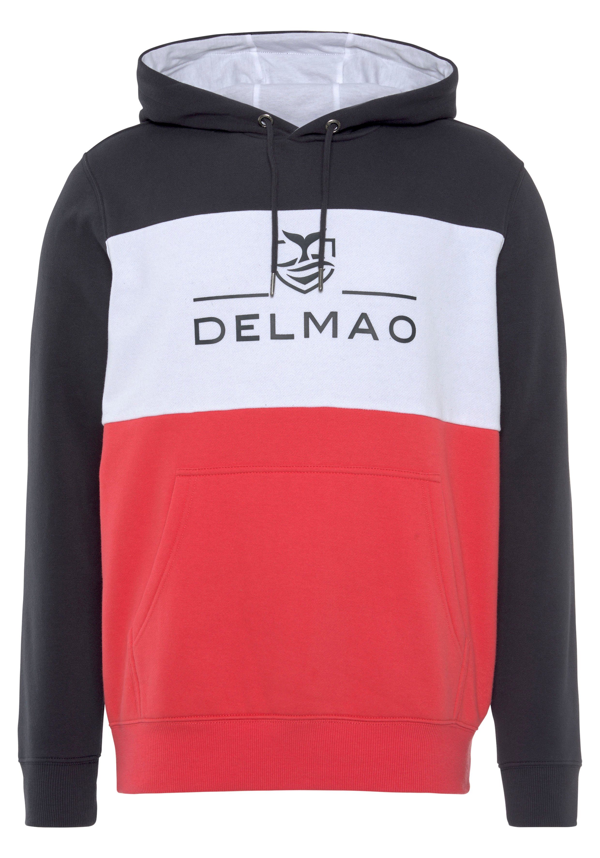 DELMAO Hoodie Langarm, losse pasvorm, colourblocking-look, met capuchon