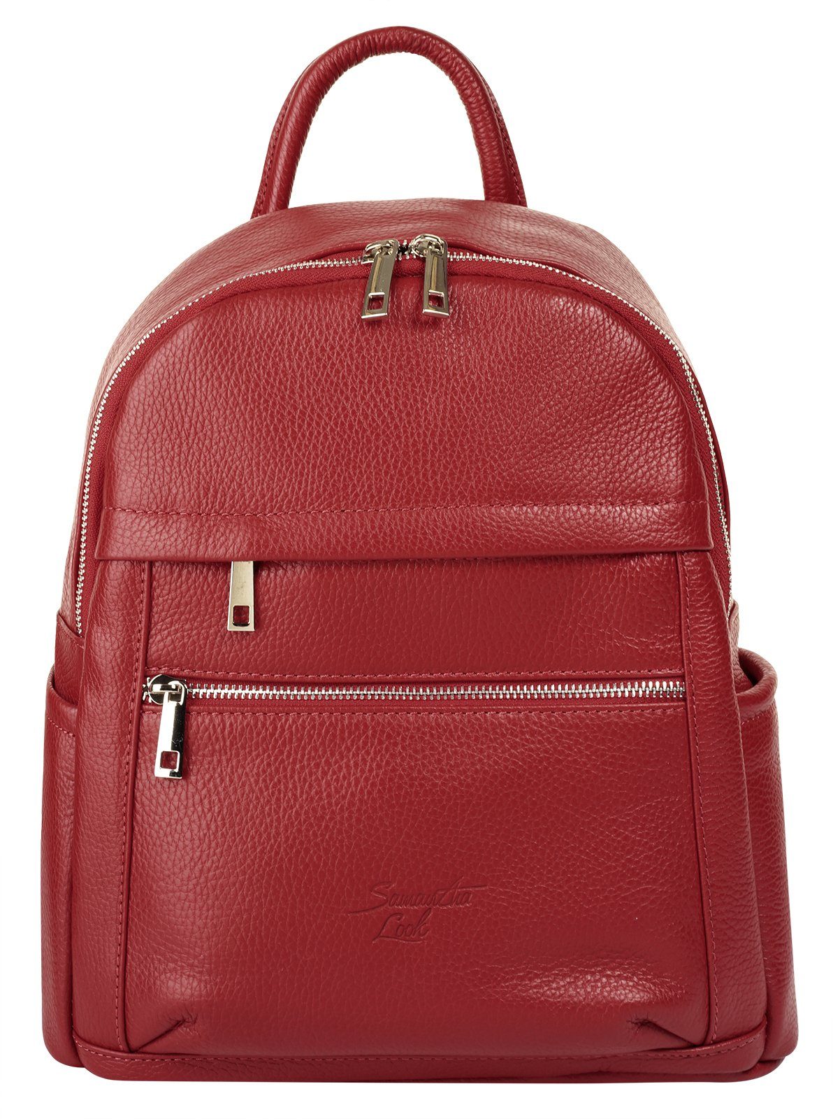Samantha Look Rugzak echt leer, made in italy dames rugzakken rood
