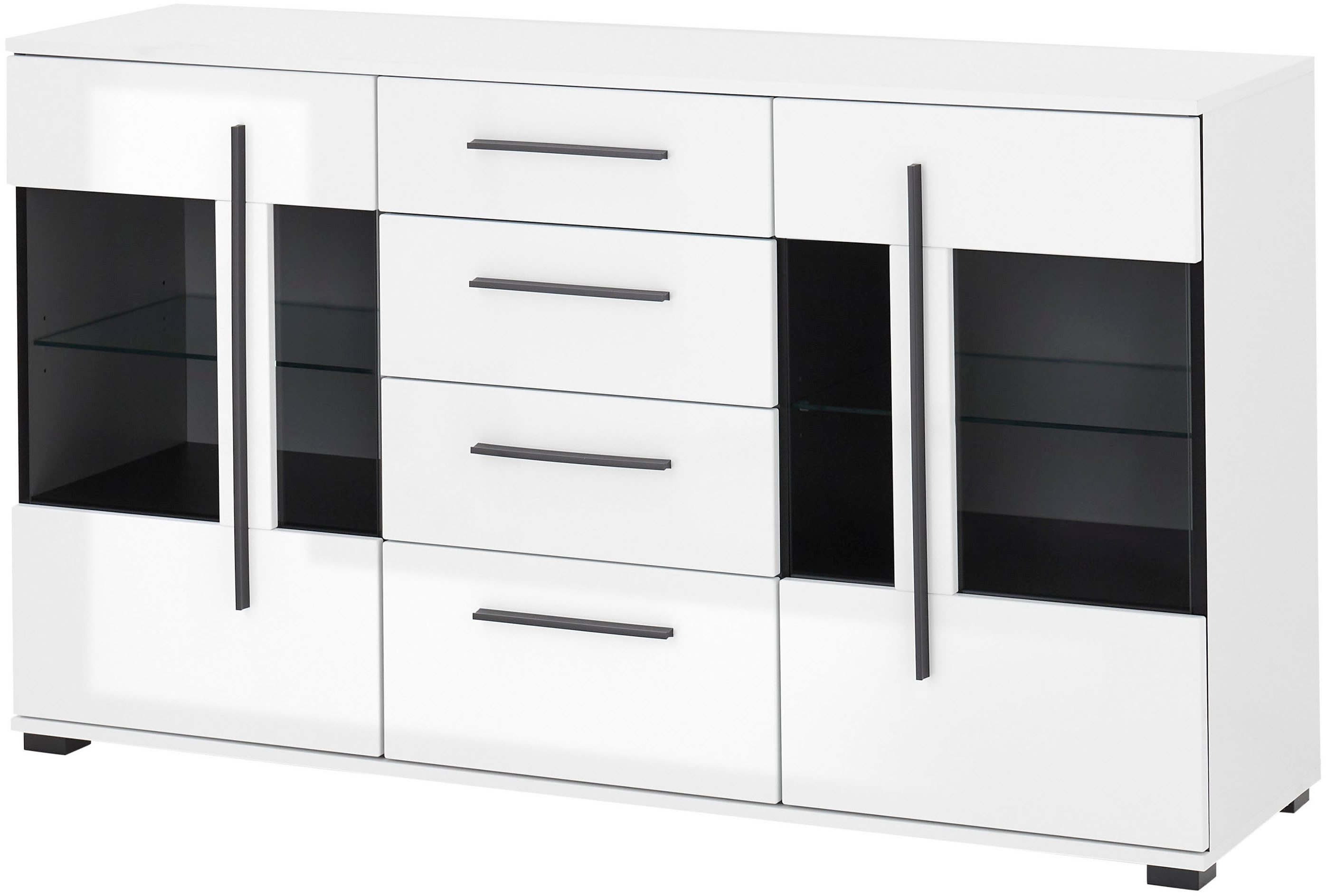 INOSIGN Dressoir Cantara, moderne kast, commode in Eiken Evoke of wit zwarte stanggreep, voldoende opbergruimte, veelzijdig inzetbaar