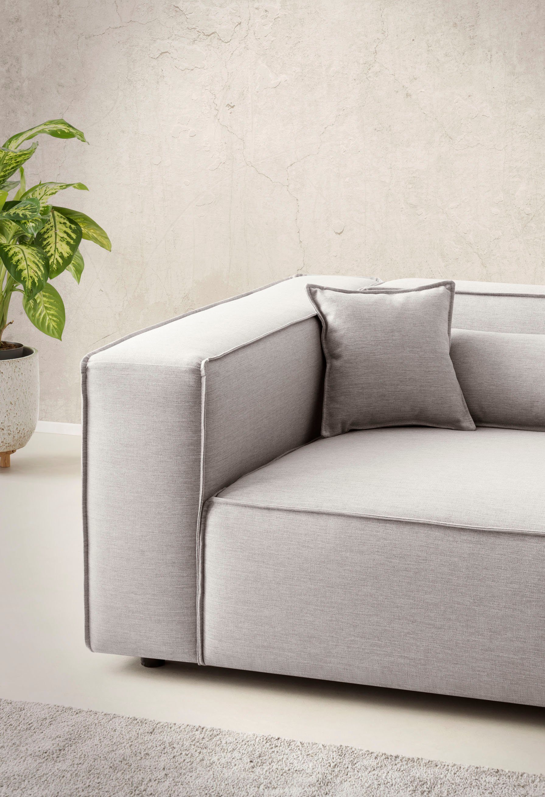 LeGer Home by Lena Gercke 3-zitsbank PIARA, XXL sofa met biesnaad, Big-sofa in cord of linnenlook