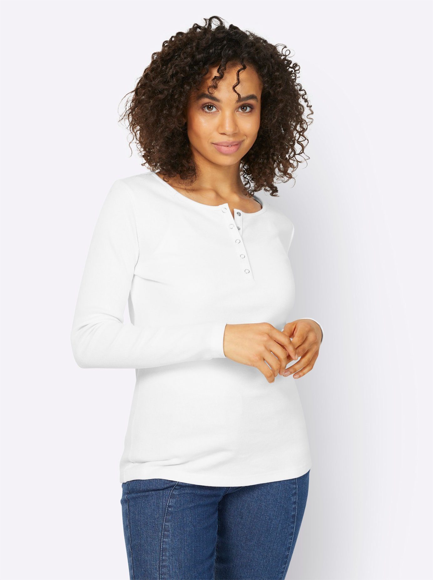 heine Shirt met lange mouwen Shirt (1-delig) dames longsleeves maat 38 wit