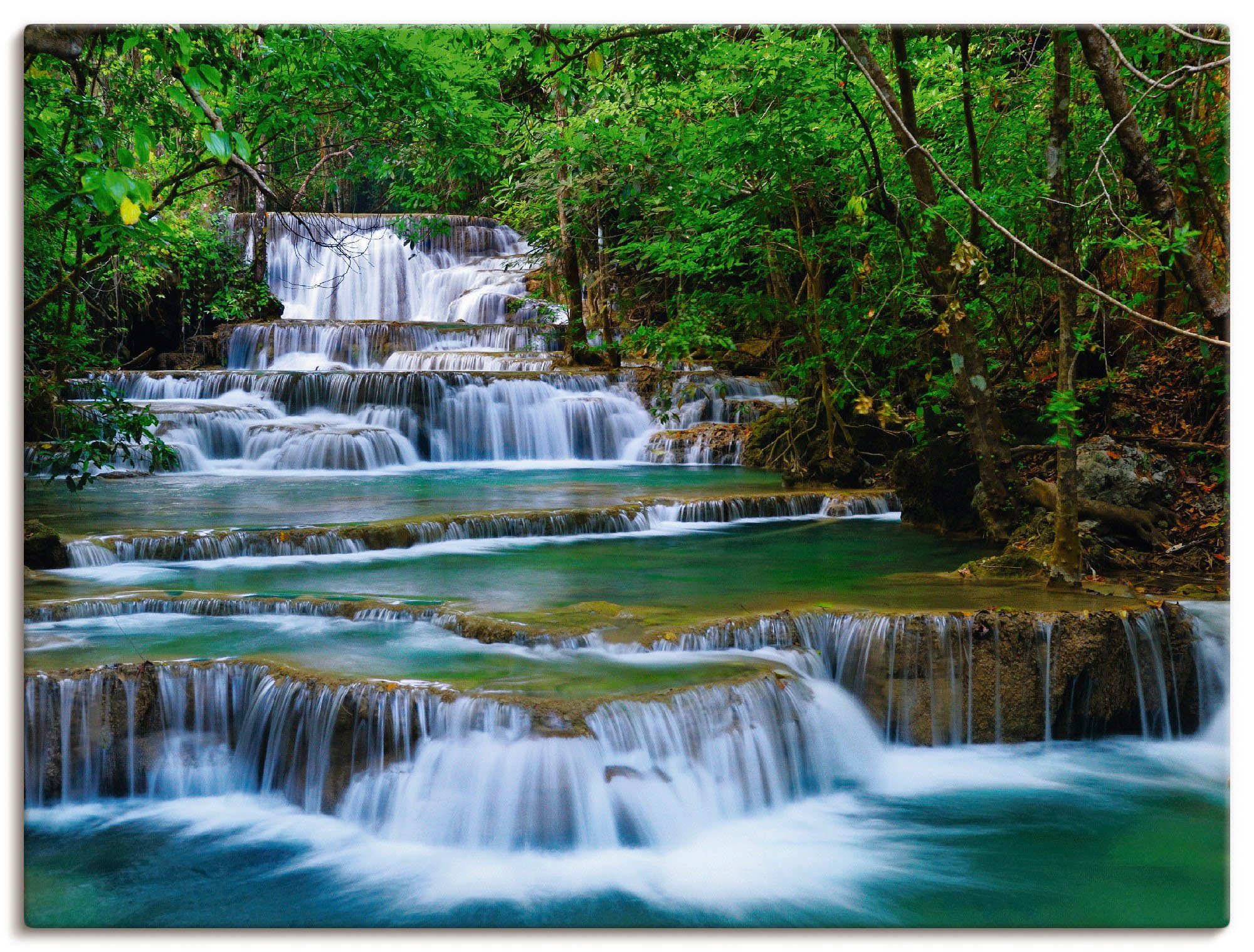 Artland Artprint Diep bos waterval als artprint op linnen, poster, muursticker in verschillende maten