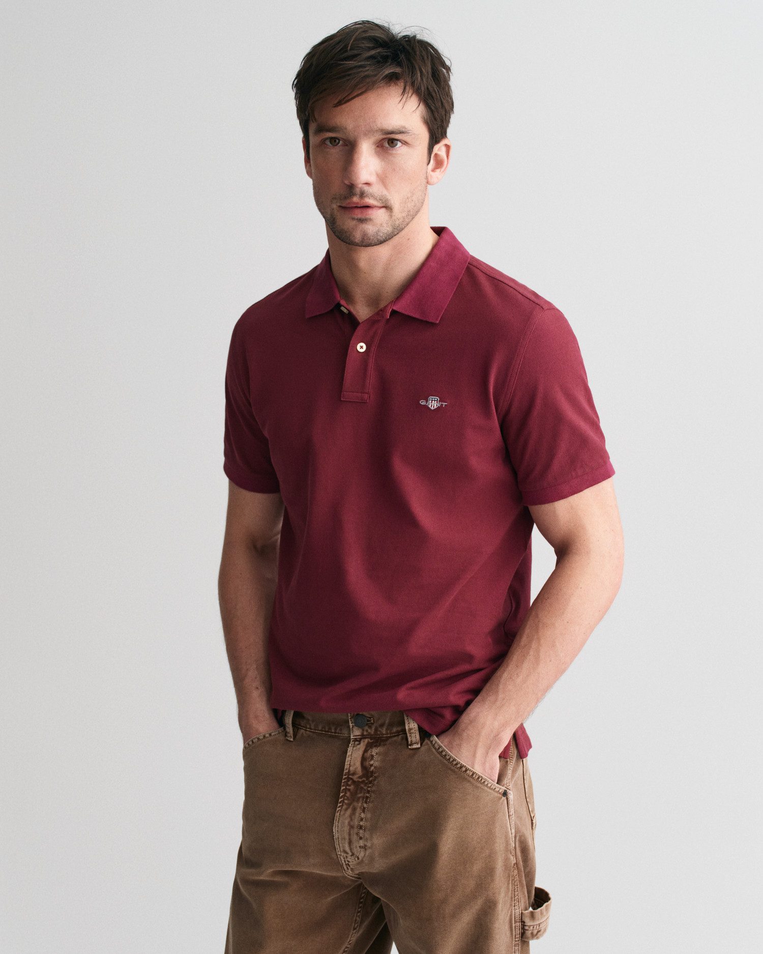 Gant Poloshirt REG SHIELD SS PIQUE POLO met logo en platte breikraag 100% katoen pique