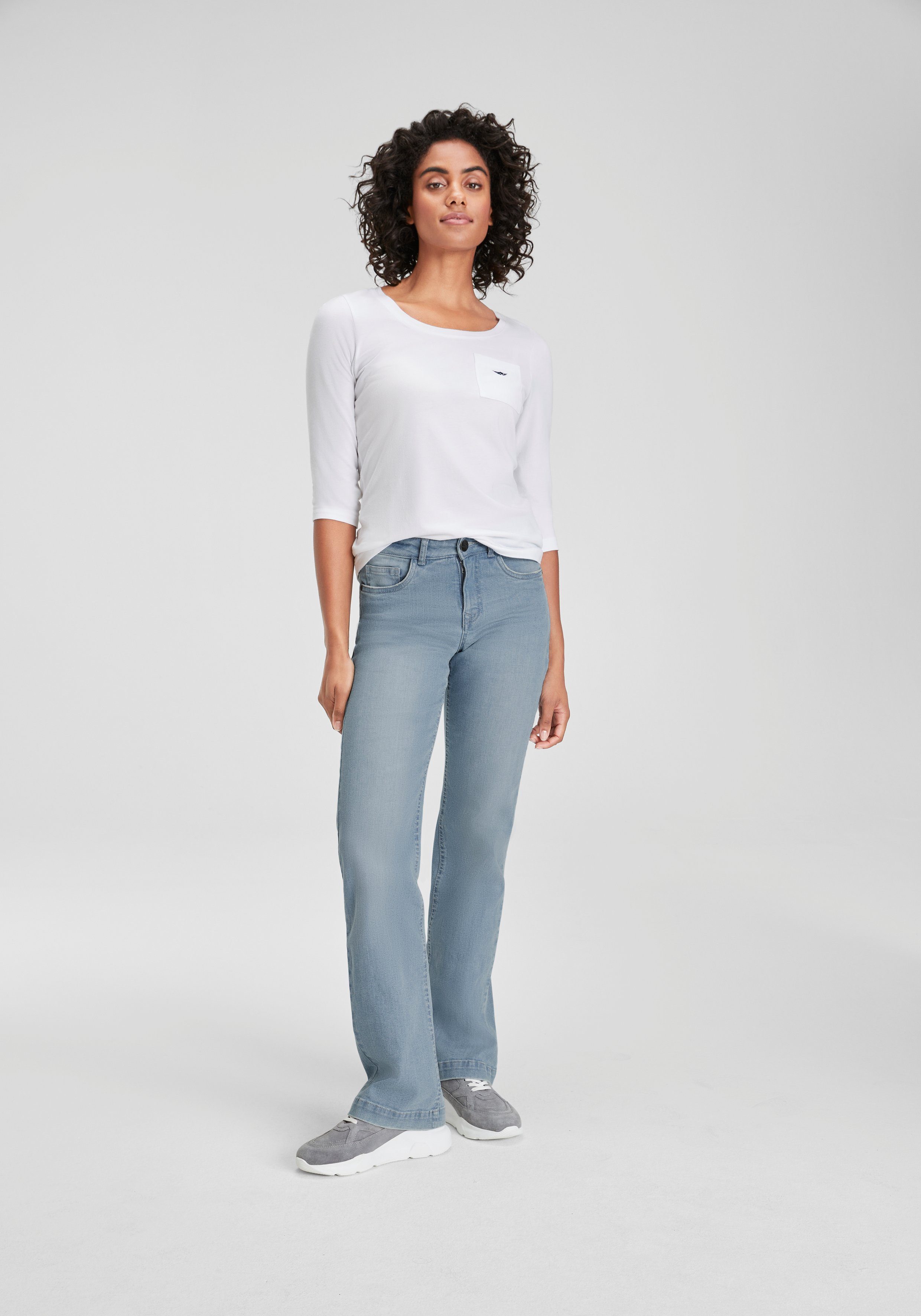 Arizona Rechte jeans wijde pasvorm used-look-wassing hoge taille
