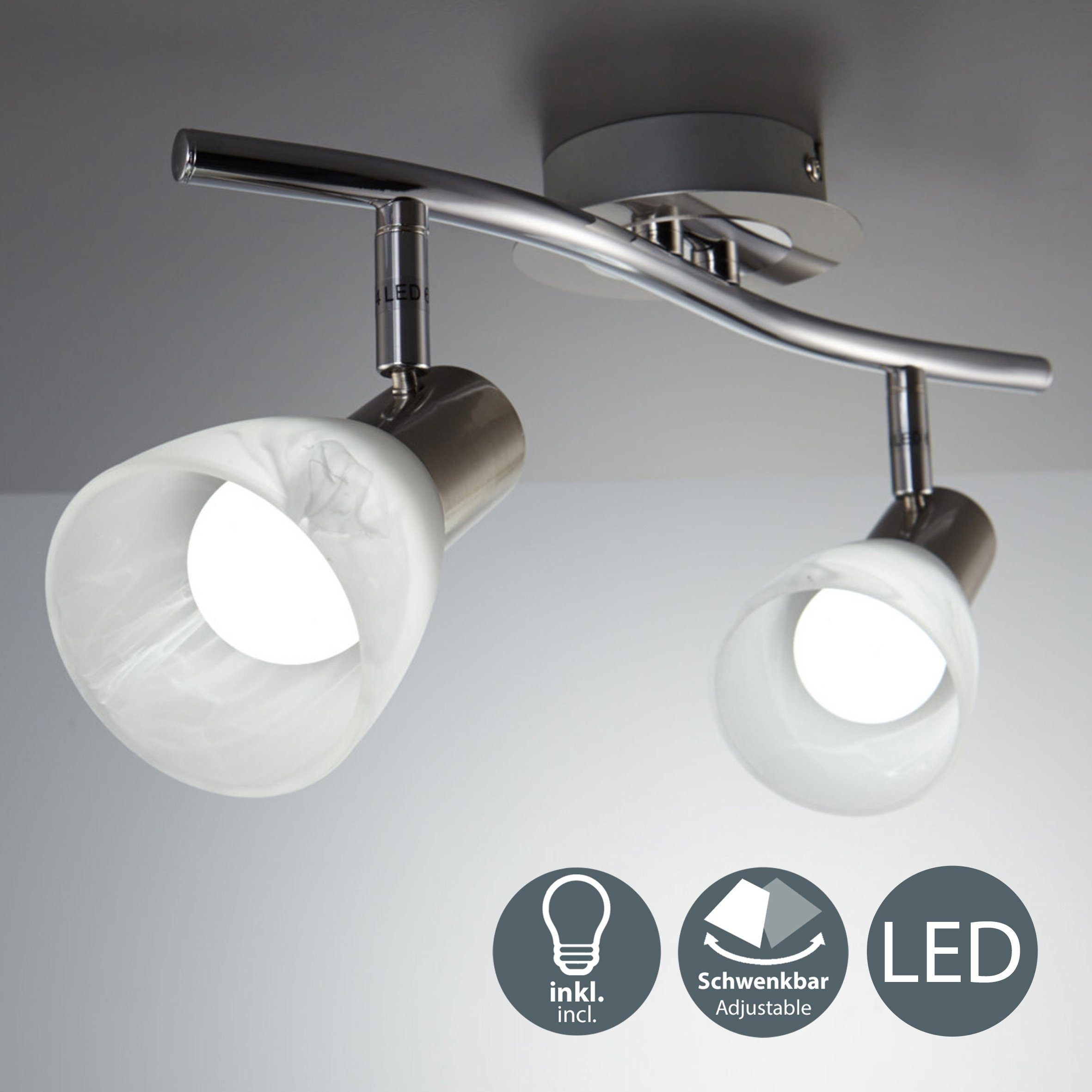 B.K.Licht LED plafondspot LED plafondlamp, woonkamer, draaibaar, metaal, glas, incl. 5W 470lm