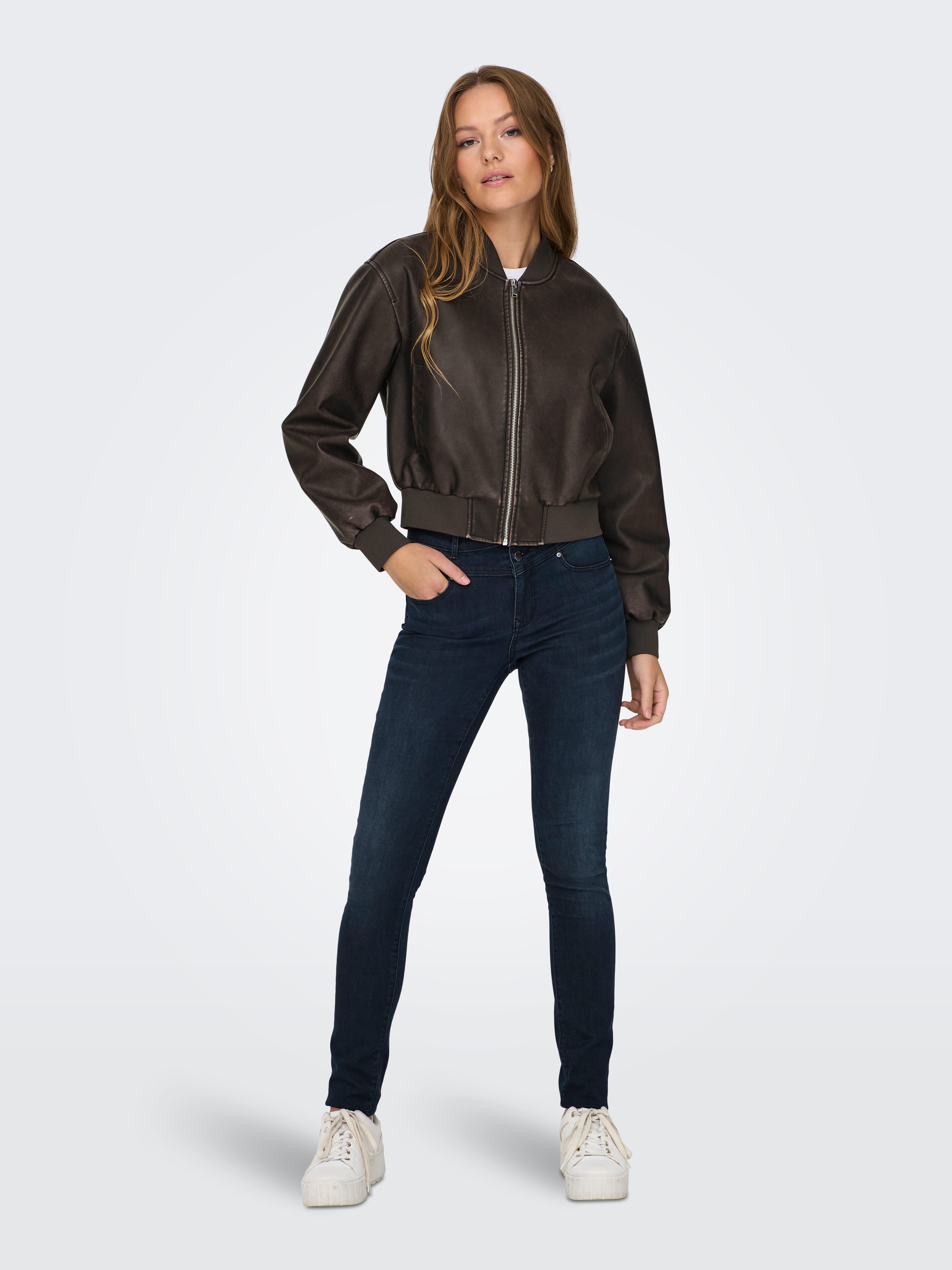 Only Imitatieleren jack ONLJANE FAUX LEATHER WASHED BOMBER OTW