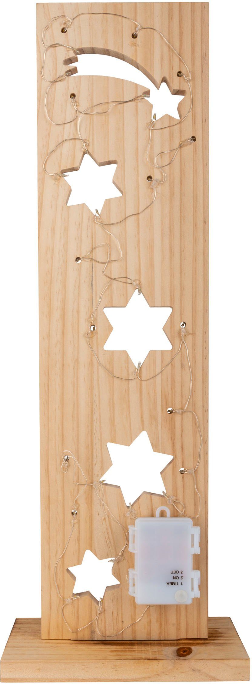näve Decoratief ledobject Sterren, kerstdecoratie van hout Houten vloerlamp, hoogte ca. 60 cm, op batterijen (1 stuk)