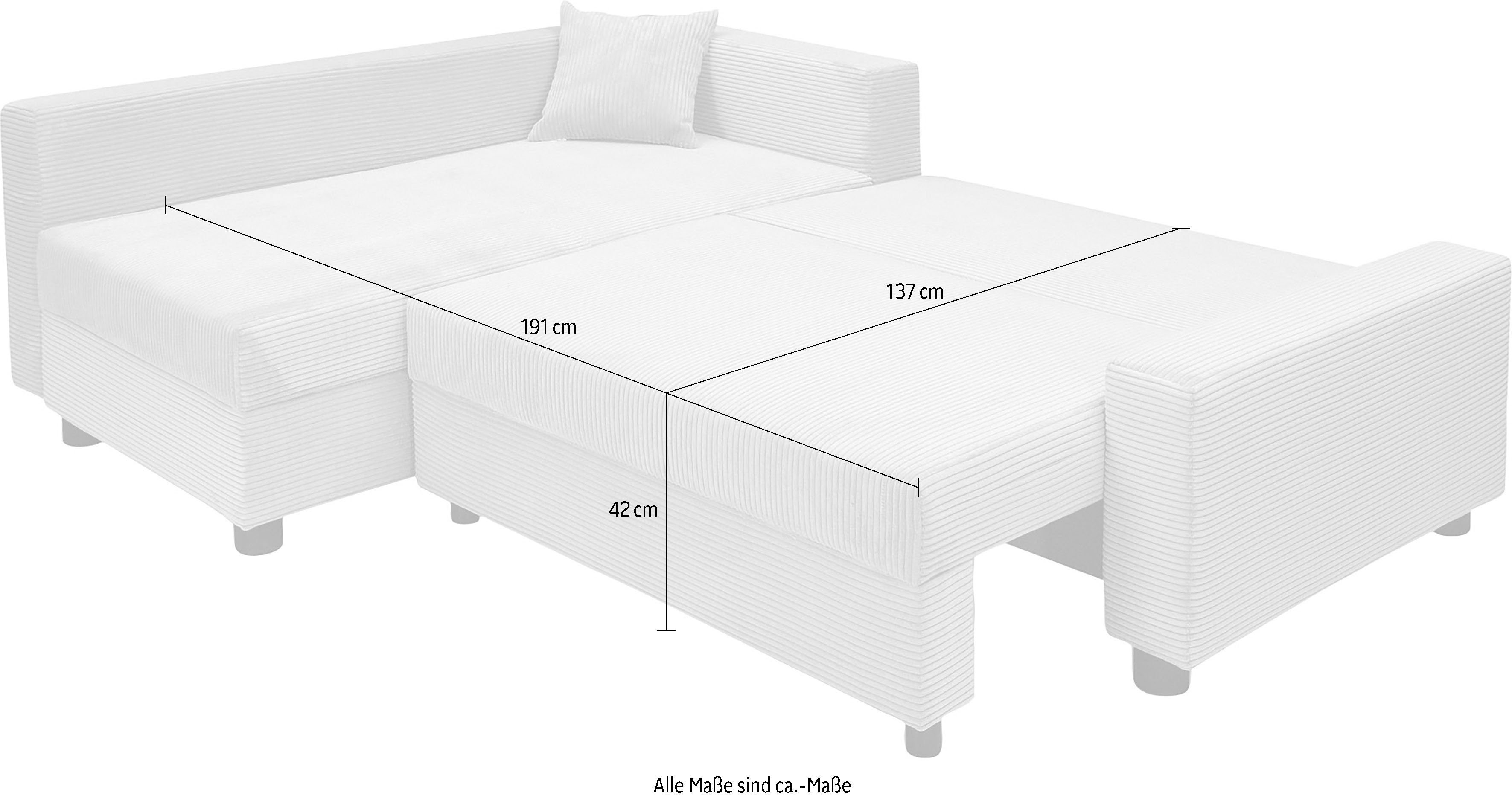 COLLECTION AB Hoekbank Parma L-vorm met slaapfunctie en bedlade, inclusief kussens, bonell-federkern