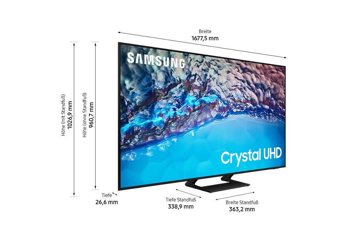 Samsung Led-TV 75" Crystal UHD 4K BU8579 (2022), 189 cm / 75", 4K Ultra HD, Smart TV, Crystal Processor 4K, HDR, Motion Xcelerator