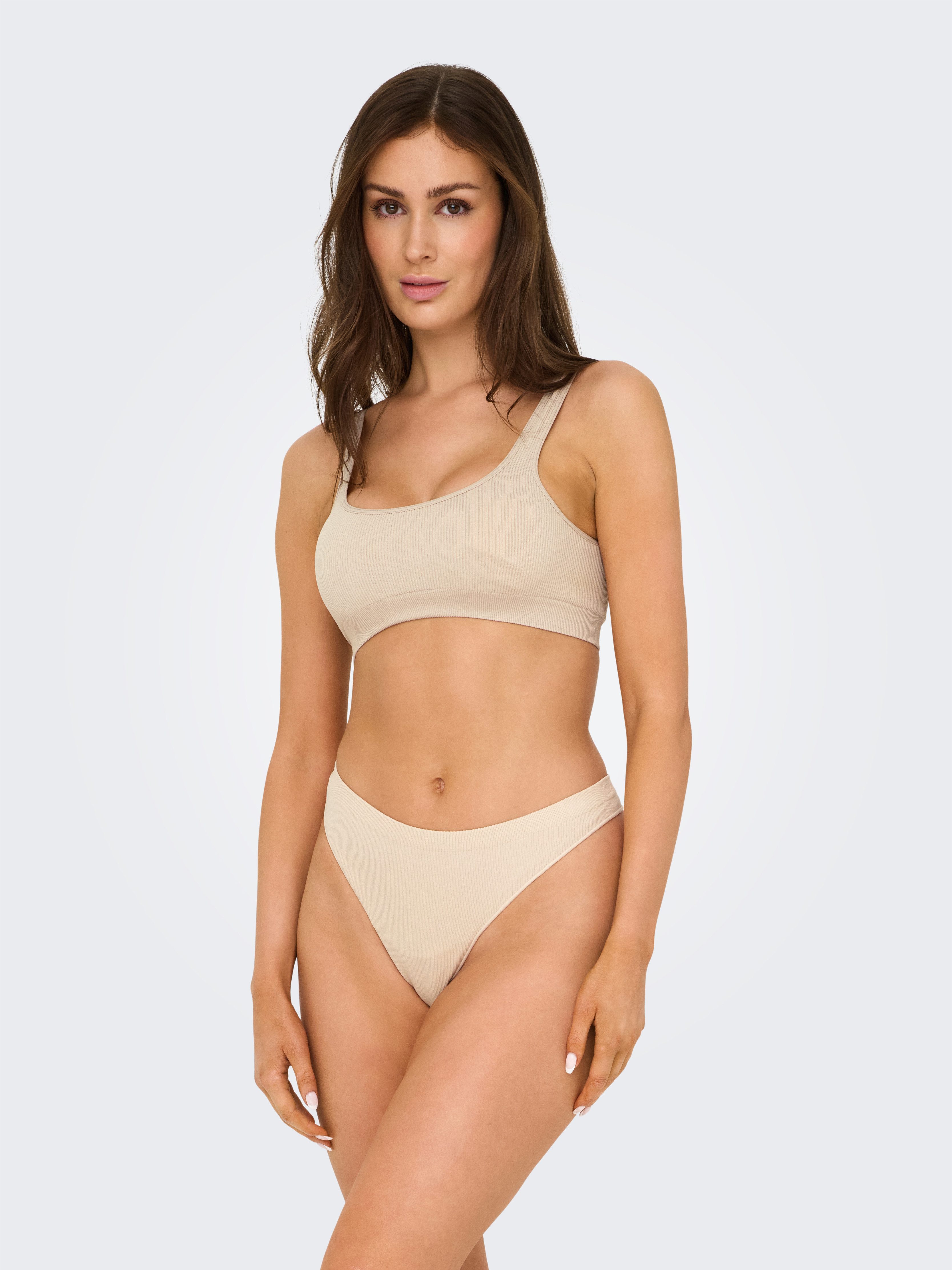 Only T-string ONLVICKY RIB S-LESS THONG 3-PK NOOS (set, 3 stuks)