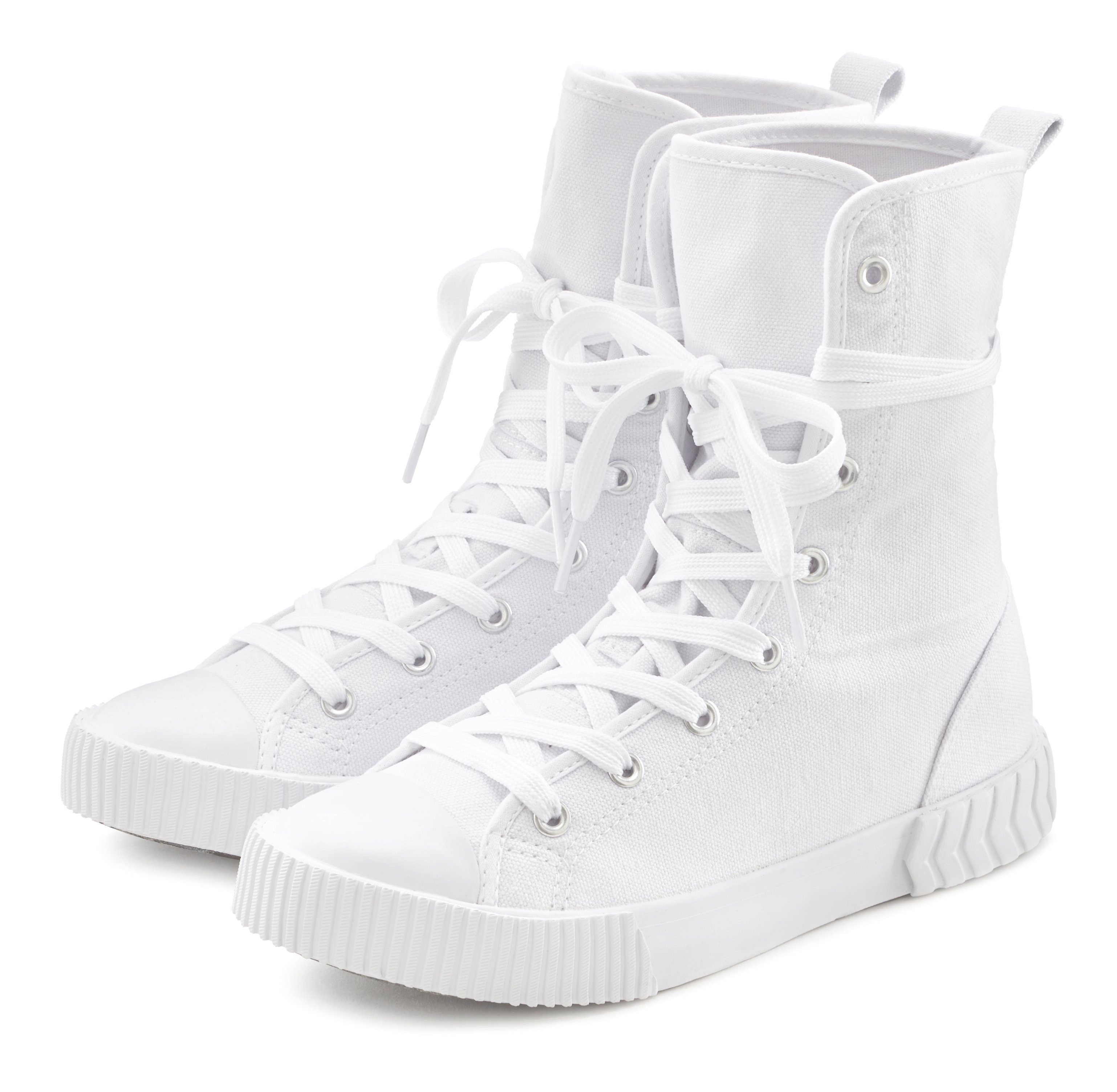 Lascana Laarsjes in combat-look, high top sneaker, veterschoen, textiel laarzen