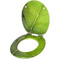 sanilo set badkameraccessoires blad bestaand uit toiletzitting, badmat en wastafelplug (complete set, 3-delig) groen