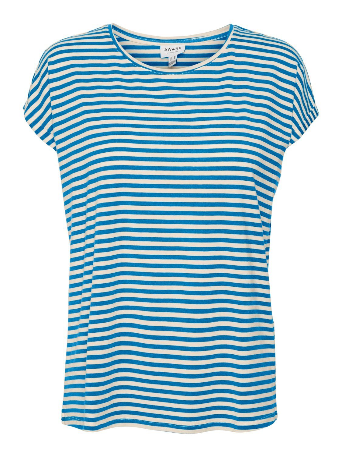 Vero Moda Shirt met ronde hals VMAVA PLAIN SS TOP STRIPE GA JRS NOOS