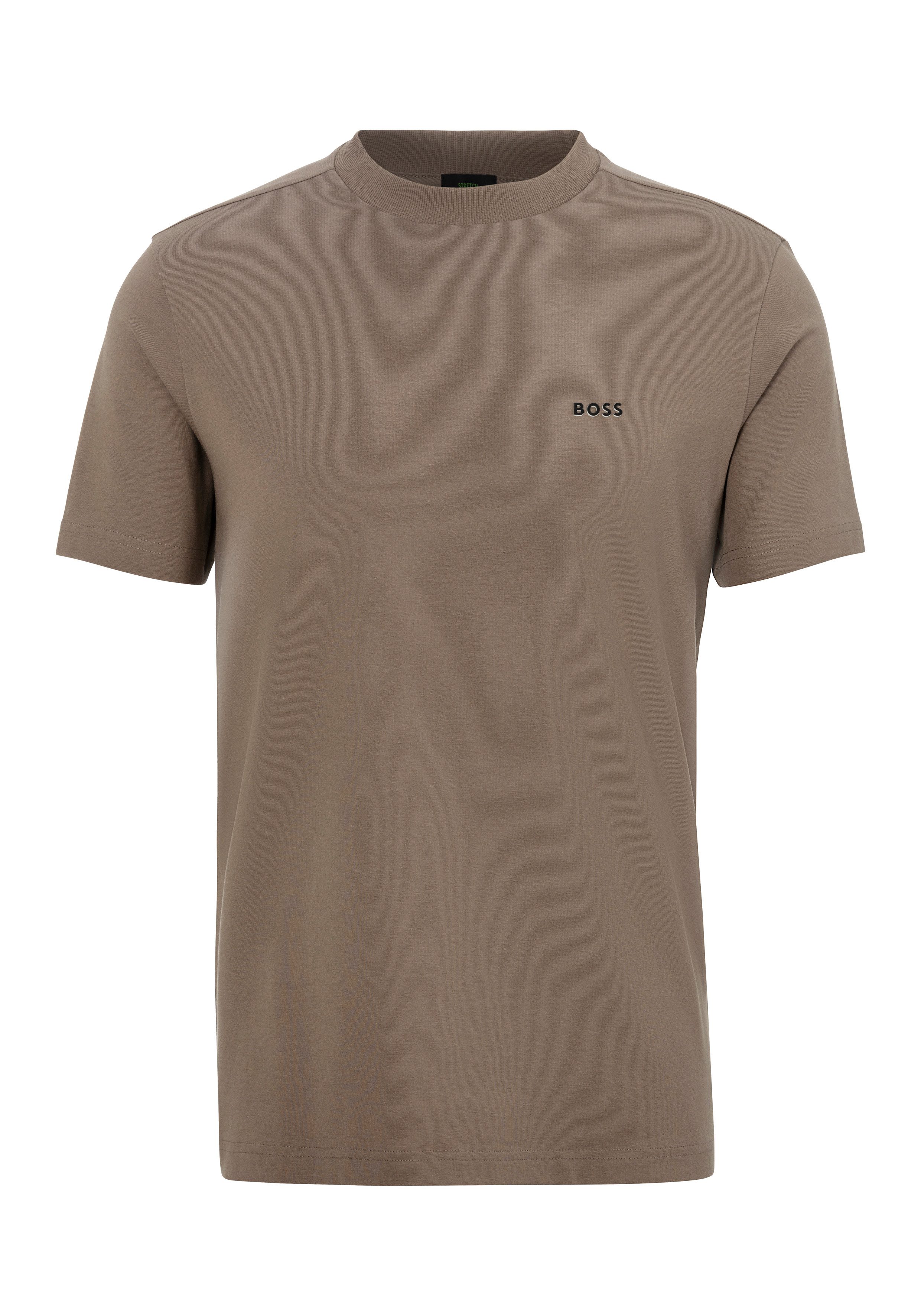 BOSS GREEN Shirt met ronde hals Thee met gegomd contrast-logo