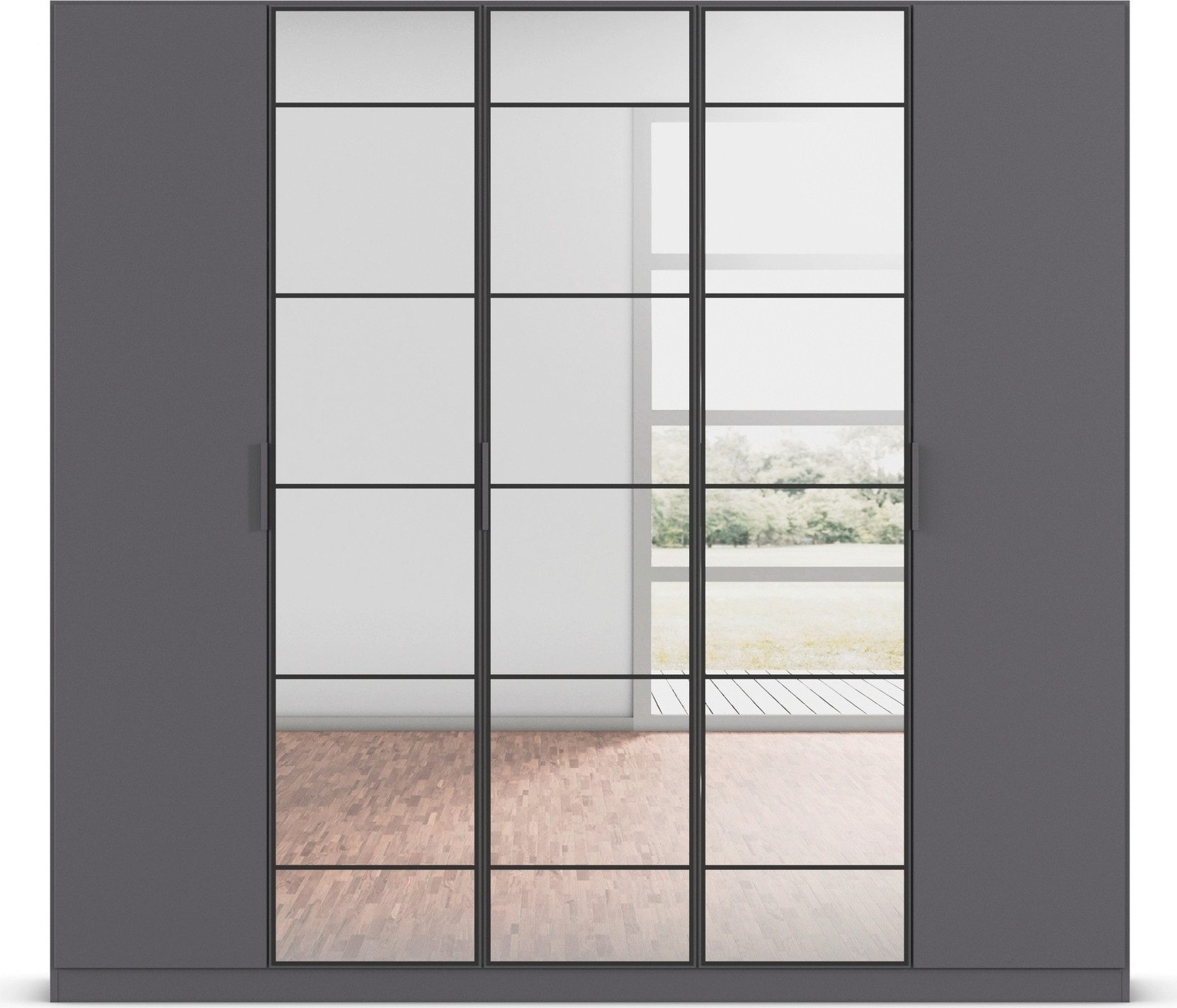 rauch Draaideurkast Kledingkast Kast Garderobe Slaapkamerkast ACERO Middeldeuren met spiegel in moderne loft-look MADE IN GERMANY