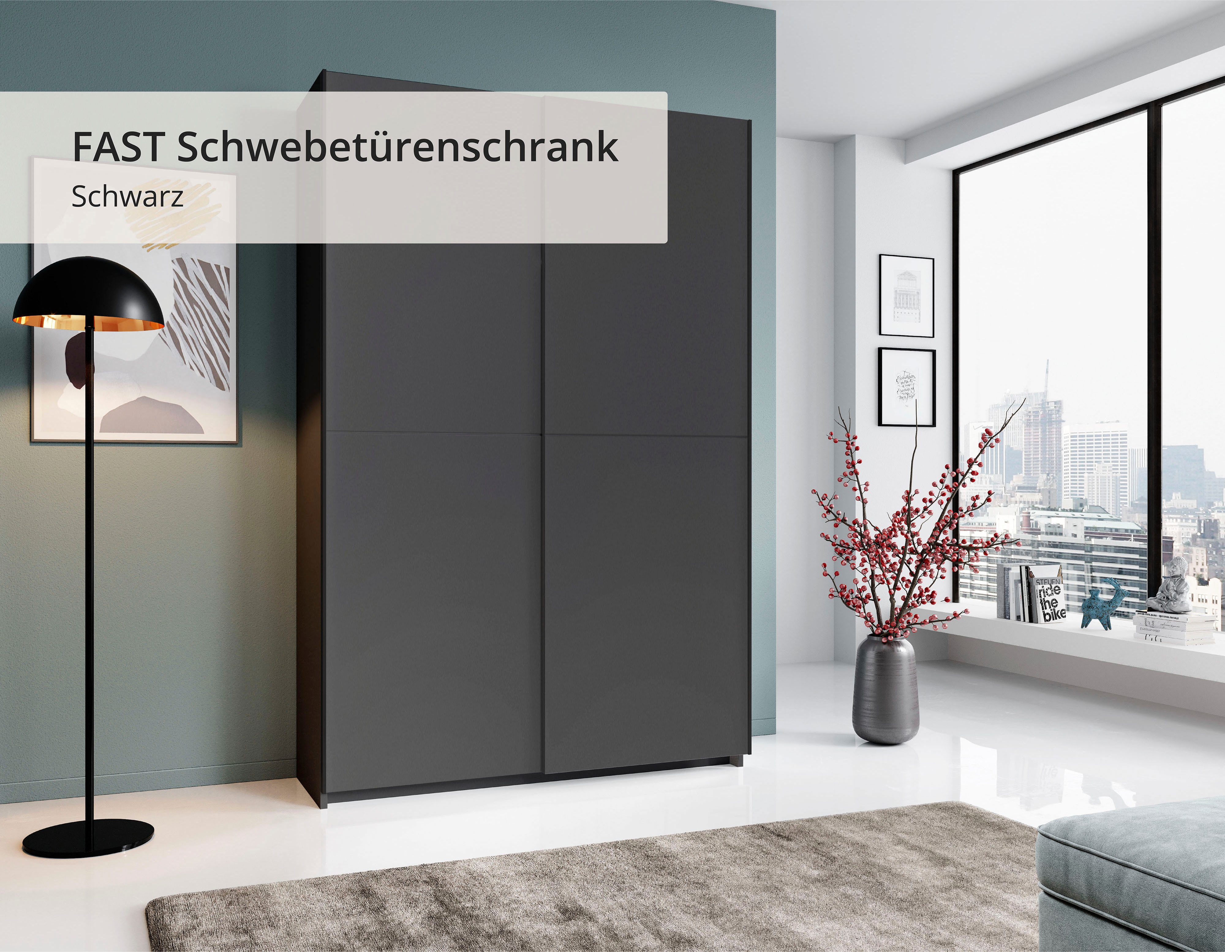 Schlafkontor Schuifdeurkast Heimo/Fast kast kledingkast garderobe OTTO´s CHOICE weinig diepte, uitschuifbare kledingstang, garderobekast, 6 planken