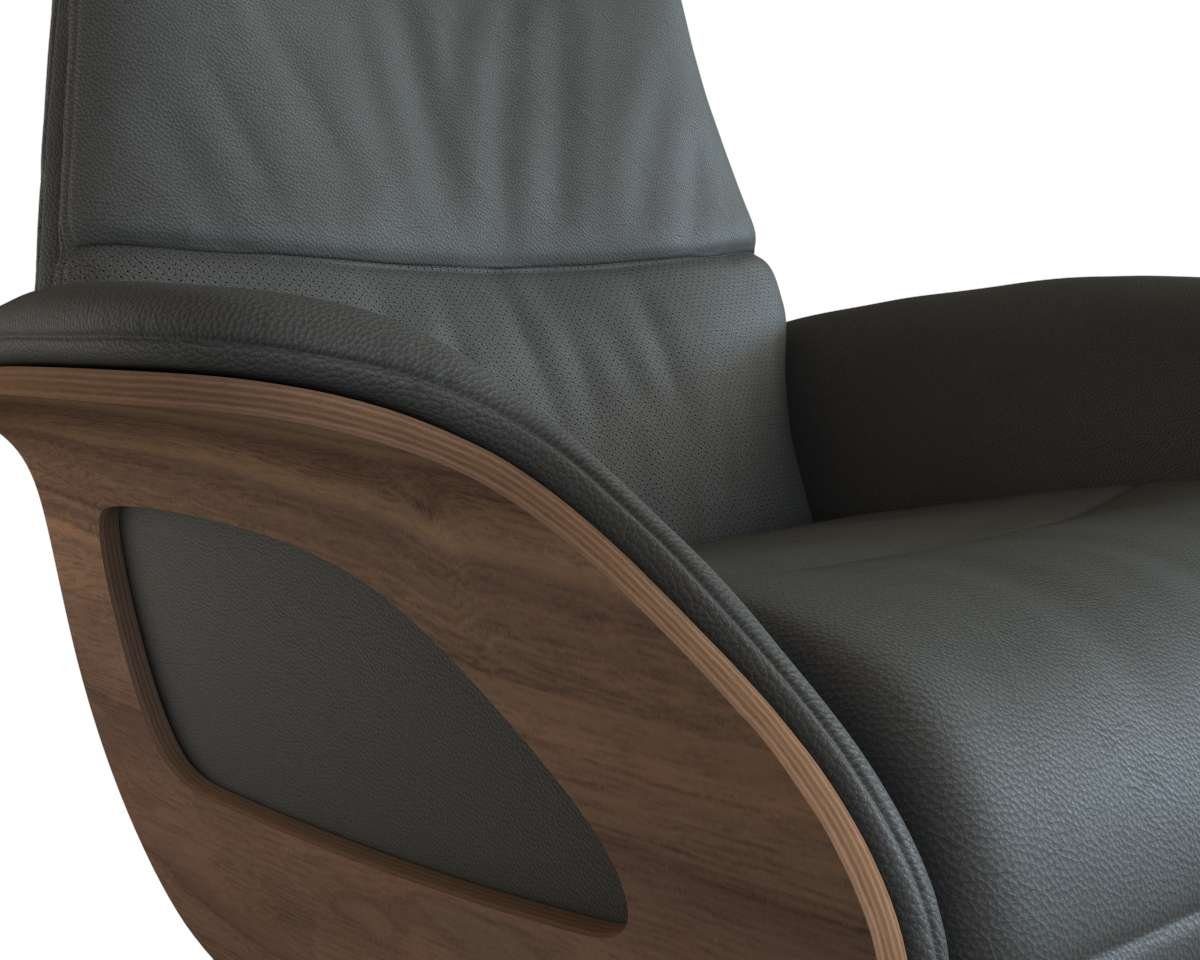 FLEXLUX Relaxfauteuil Clement praktische elektrische fauteuil Maat M, elektrische rug- en voetensteun, accu, armleuning Walnoot, zwarte poot
